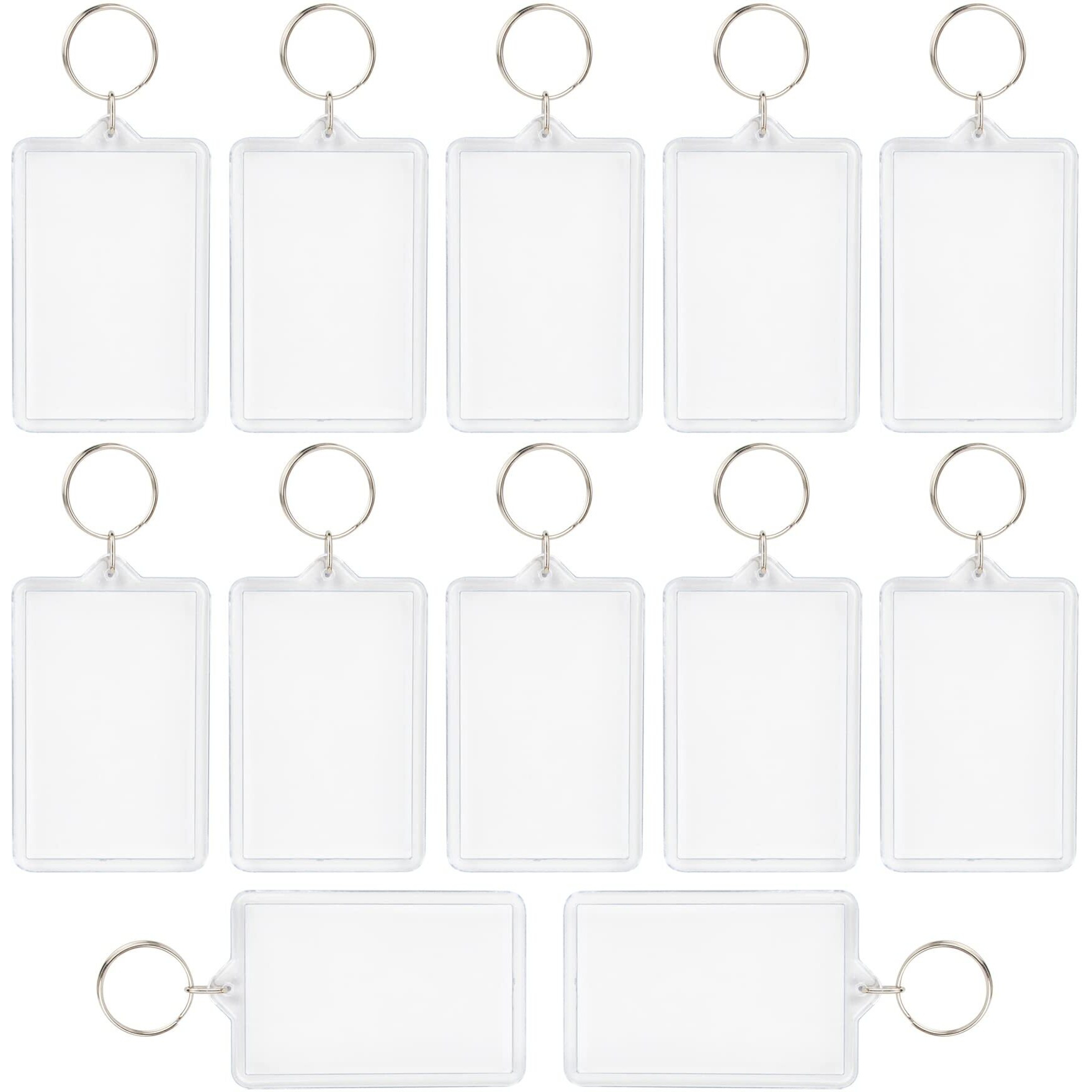 Framendino  12 Pack Rectangle Acrylic Keychain Blanks Photo Frame Picture Key Rings 2 X 3 Inch