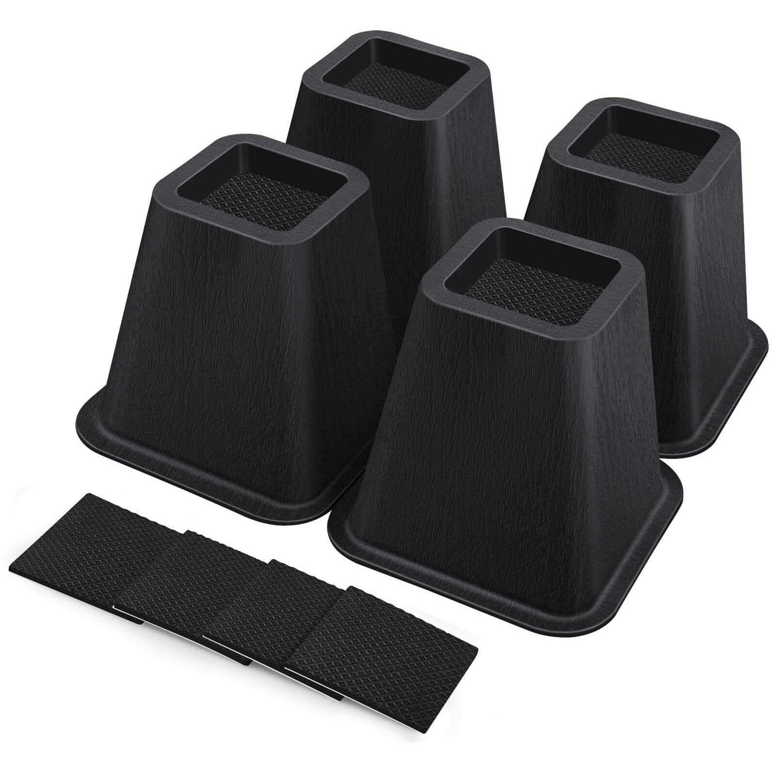 Annkut 6 Inch Heavy Duty Bed Risers  Furniture Risers For Desk  Chair  Table Or Sofa  Couch Lift Risers  Supports Up To 2200 Lbs Per Leg(4 Pack Black)