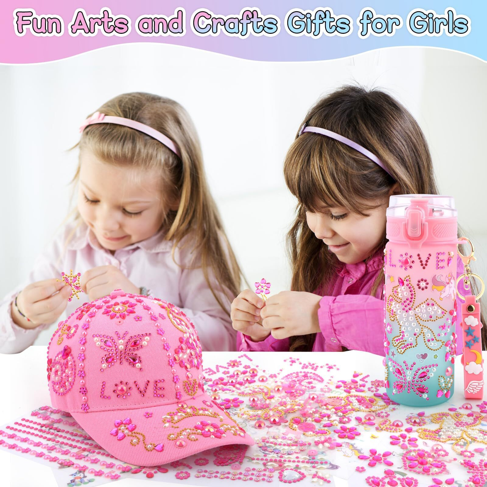 Valentines Day Gifts Gifts For Kids  Decorate Your Own Water Bottle And Baseball Cap  Birthday Gifts For Girls Ages 4-6  Fun Arts And Crafts Kit For Kids 6-8  Diy Easter Gifts Toy For Girls 5 6 7 8 9