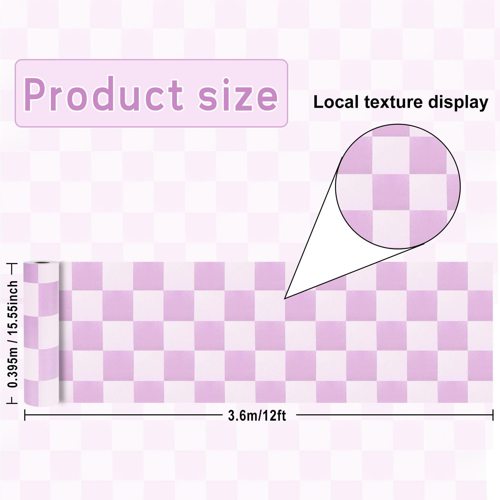 Purple Checked Bulletin Board Roll Reusable Waterproof Erasable Bulletin Board Resistant Poster Non-Woven Fabric Bulletin Board Roll For Easter Valentine's Day Classroom Decor Wrap Paper 15.55"" X12Ft