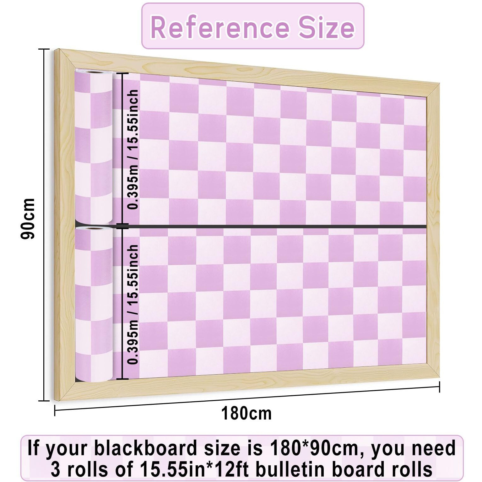 Purple Checked Bulletin Board Roll Reusable Waterproof Erasable Bulletin Board Resistant Poster Non-Woven Fabric Bulletin Board Roll For Easter Valentine's Day Classroom Decor Wrap Paper 15.55"" X12Ft