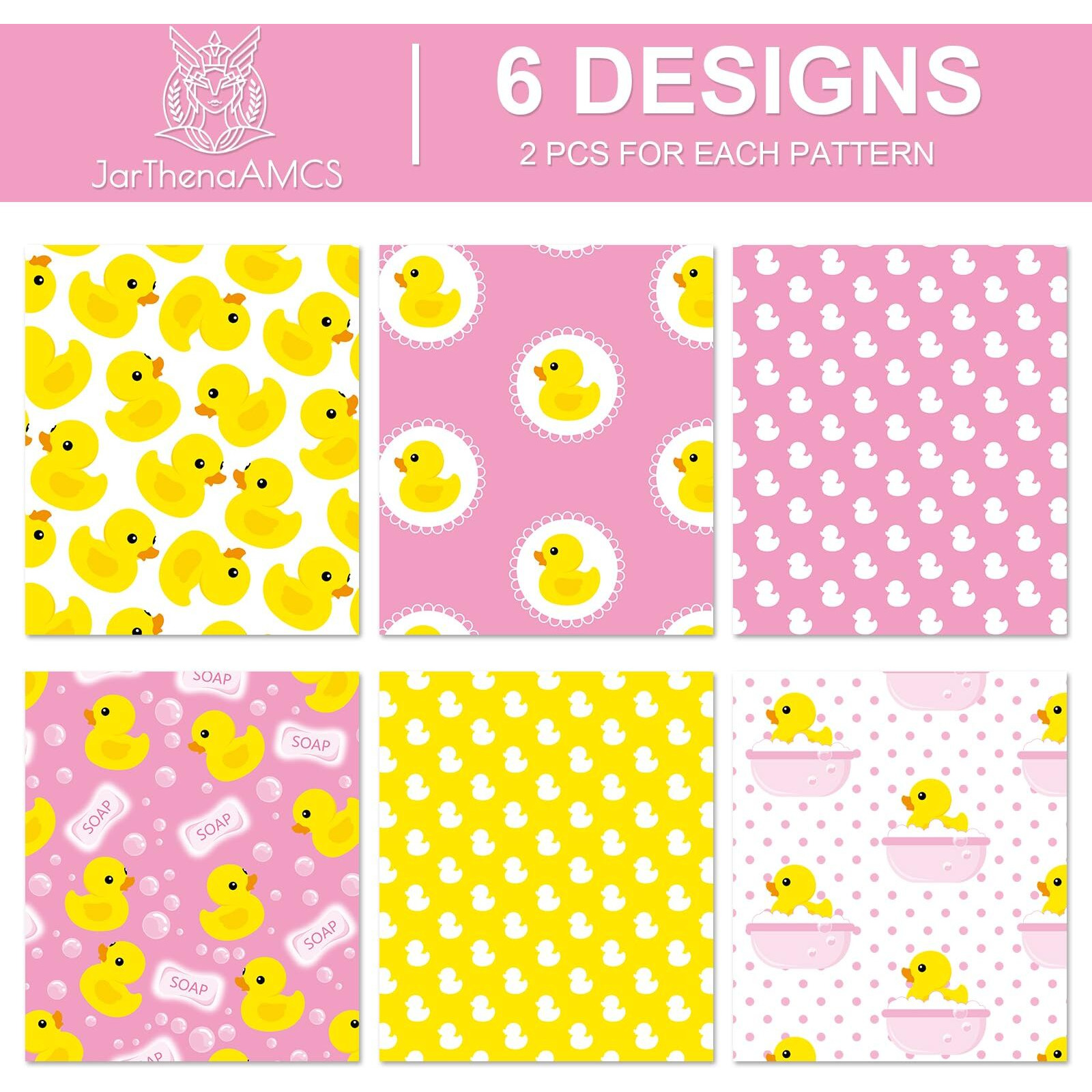 Jarthenaamcs 12 Sheet Rubber Duck Wrapping Paper -Not Roll- Pink Yellow Bubble Duck Gift Wrap Paper Folded Flat Craft Paper For Valentine's Day Diy Crafts Party Supplies  19.7 X 27.6 Inch