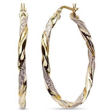 Lecalla 925 Sterling Silver Hoop Earrings Valentines Day Gifts Twisted Two-Tone Italian Design 14K Gold-Plated Small Earring Hoops For Women - 25Mm