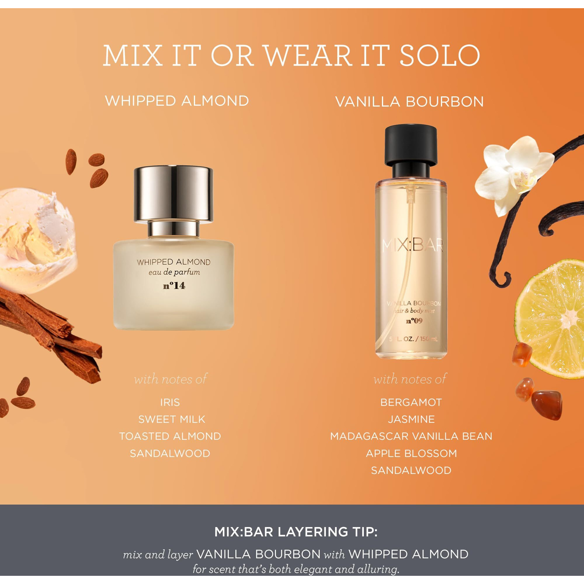 MixBar Vanilla Bourbon Hair + Body Mist + Bedroom Linen Spray  2.5 Oz