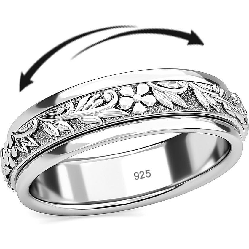 Shop Lc Delivering Joy Promise Rings For Women In 925 Sterling Silver Spinning Ring Anxiety Fidget Platinum Plated Jewelry Valentines Day Gifts