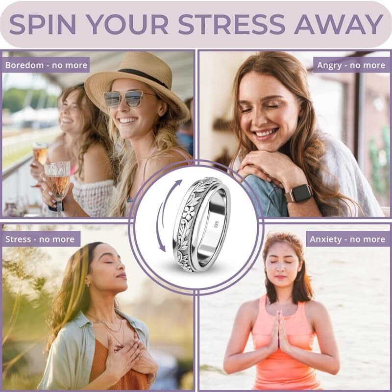 Shop Lc Delivering Joy Promise Rings For Women In 925 Sterling Silver Spinning Ring Anxiety Fidget Platinum Plated Jewelry Valentines Day Gifts