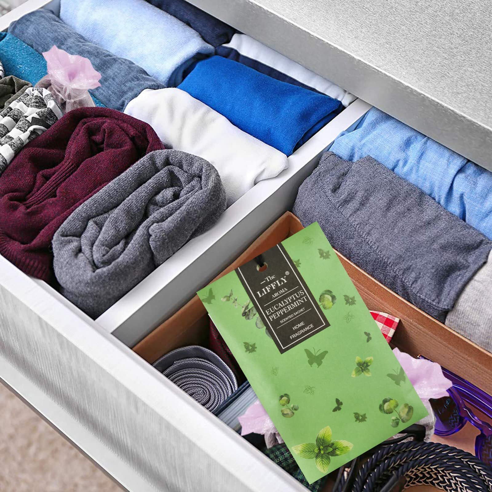 Liffly 14 Packs Eucalyptus Peppermint Scented Sachets Bag Fit Drawers And Closets Long Lasting