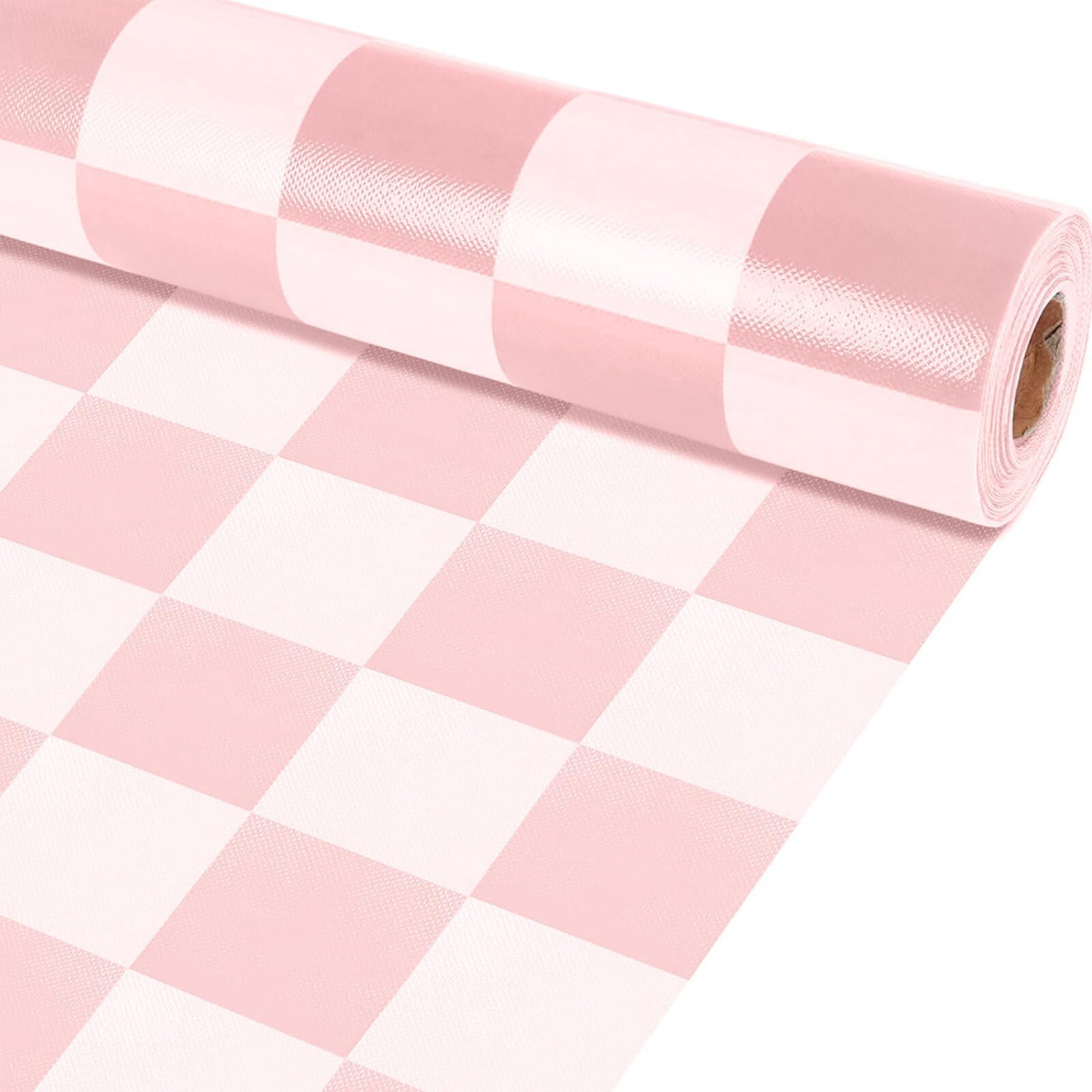 Pink Checked Bulletin Board Roll Pastel Pink Reusable Waterproof Erasable Bulletin Poster Non-Woven Fabric Bulletin Board For Valentine's Day Easter Classroom Decor Wrapping Paper Crafts 15.55In X12Ft