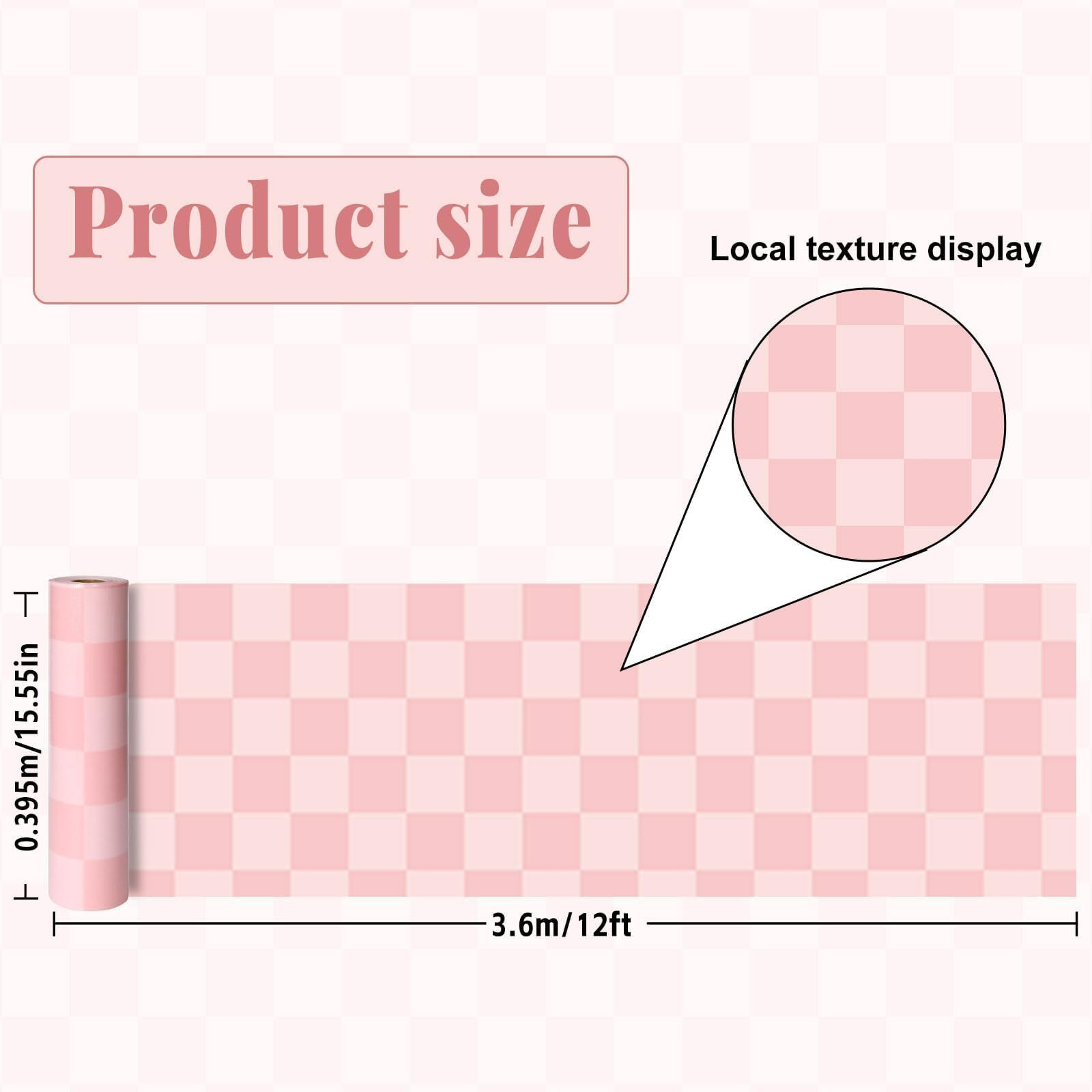 Pink Checked Bulletin Board Roll Pastel Pink Reusable Waterproof Erasable Bulletin Poster Non-Woven Fabric Bulletin Board For Valentine's Day Easter Classroom Decor Wrapping Paper Crafts 15.55In X12Ft