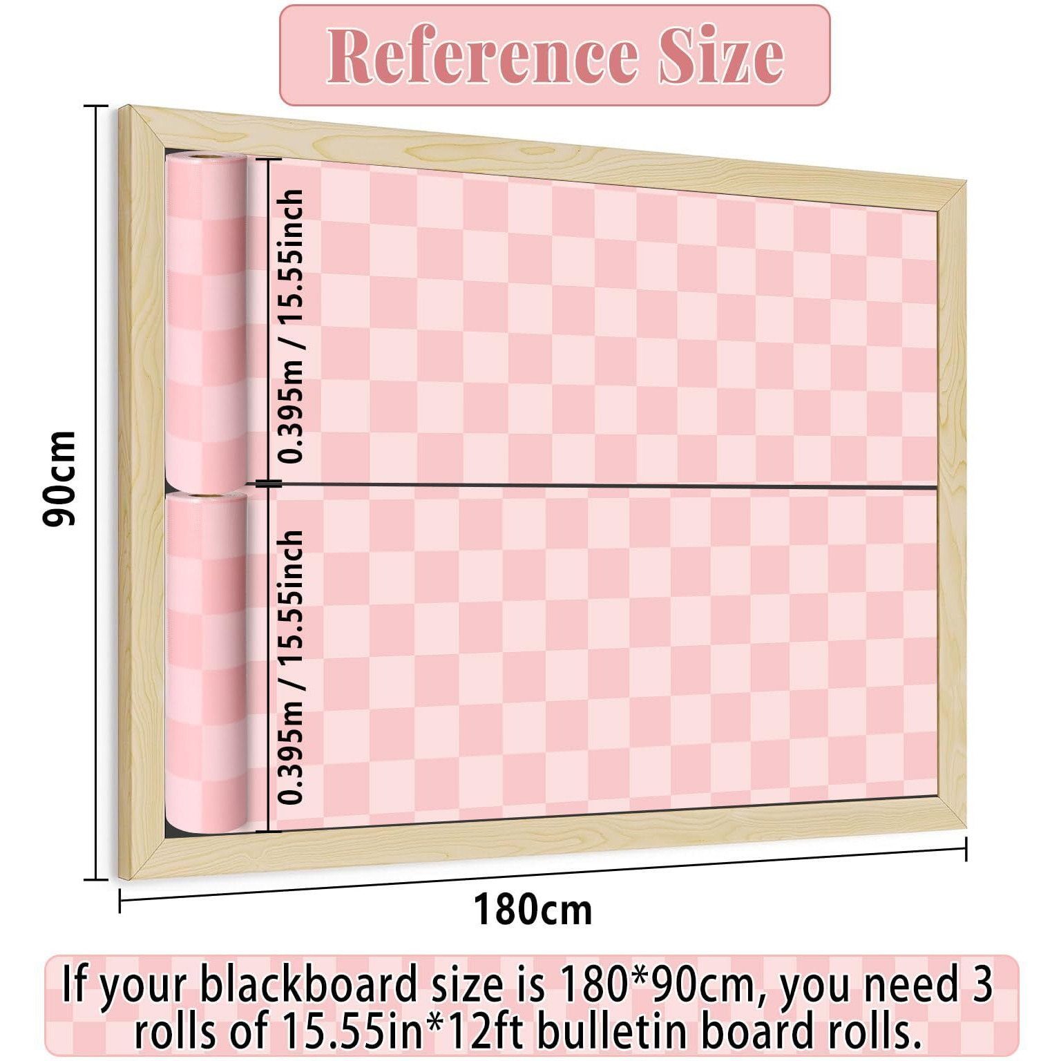 Pink Checked Bulletin Board Roll Pastel Pink Reusable Waterproof Erasable Bulletin Poster Non-Woven Fabric Bulletin Board For Valentine's Day Easter Classroom Decor Wrapping Paper Crafts 15.55In X12Ft