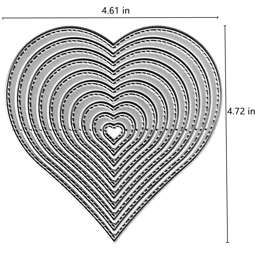 10Pcs Love Heart Cutting Dies  Valentine's Day Love Hearts Die Cuts Metal Embossing Stencils Template Mould For Card Scrapbooking And Diy Craft Album Paper Card Decor