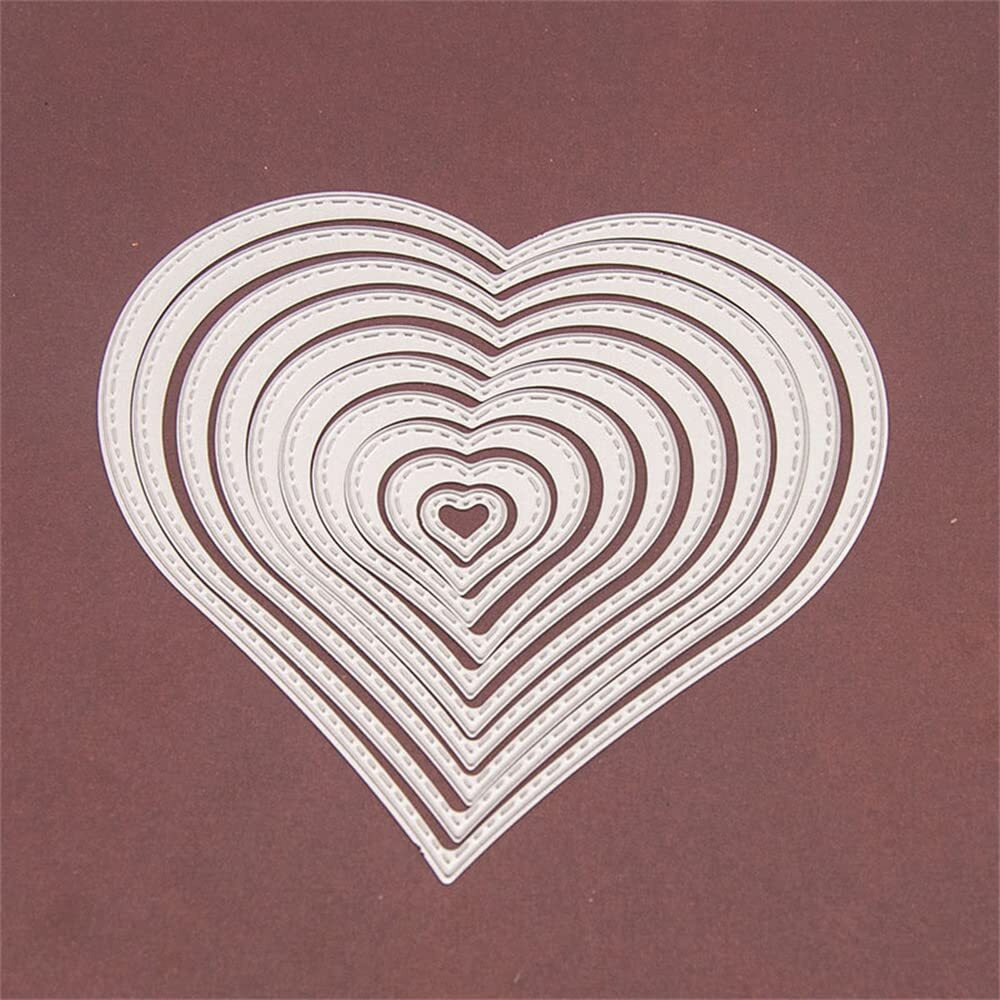 10Pcs Love Heart Cutting Dies  Valentine's Day Love Hearts Die Cuts Metal Embossing Stencils Template Mould For Card Scrapbooking And Diy Craft Album Paper Card Decor