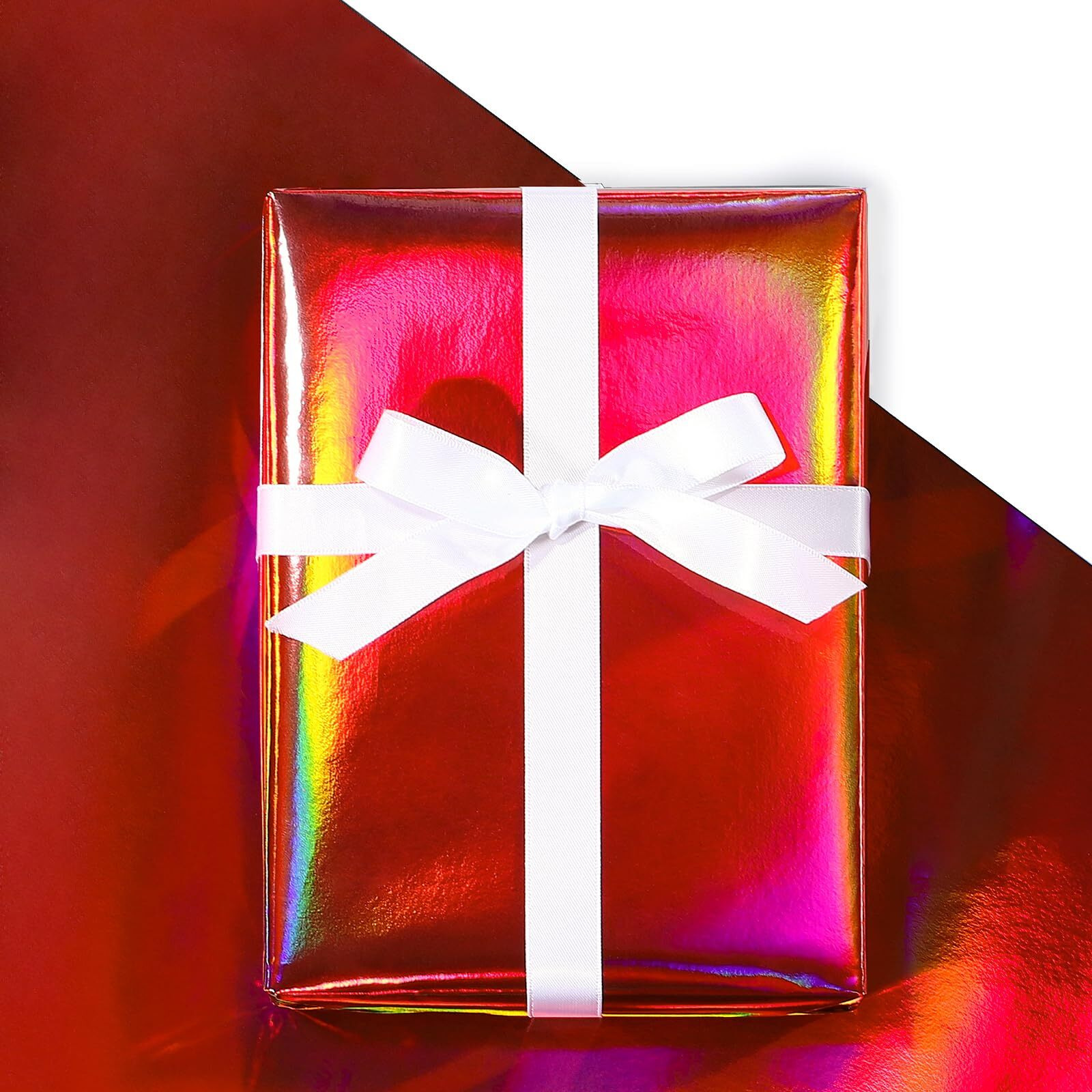 Lezakaa Red Valentine's Wrapping Paper Roll  Holographic Iridescent Wrapping Paper For Birthday  Chritsmas  Wedding  Mini Roll  17 Inches X 32.8 Feet (47.23 Sq.Ft.)