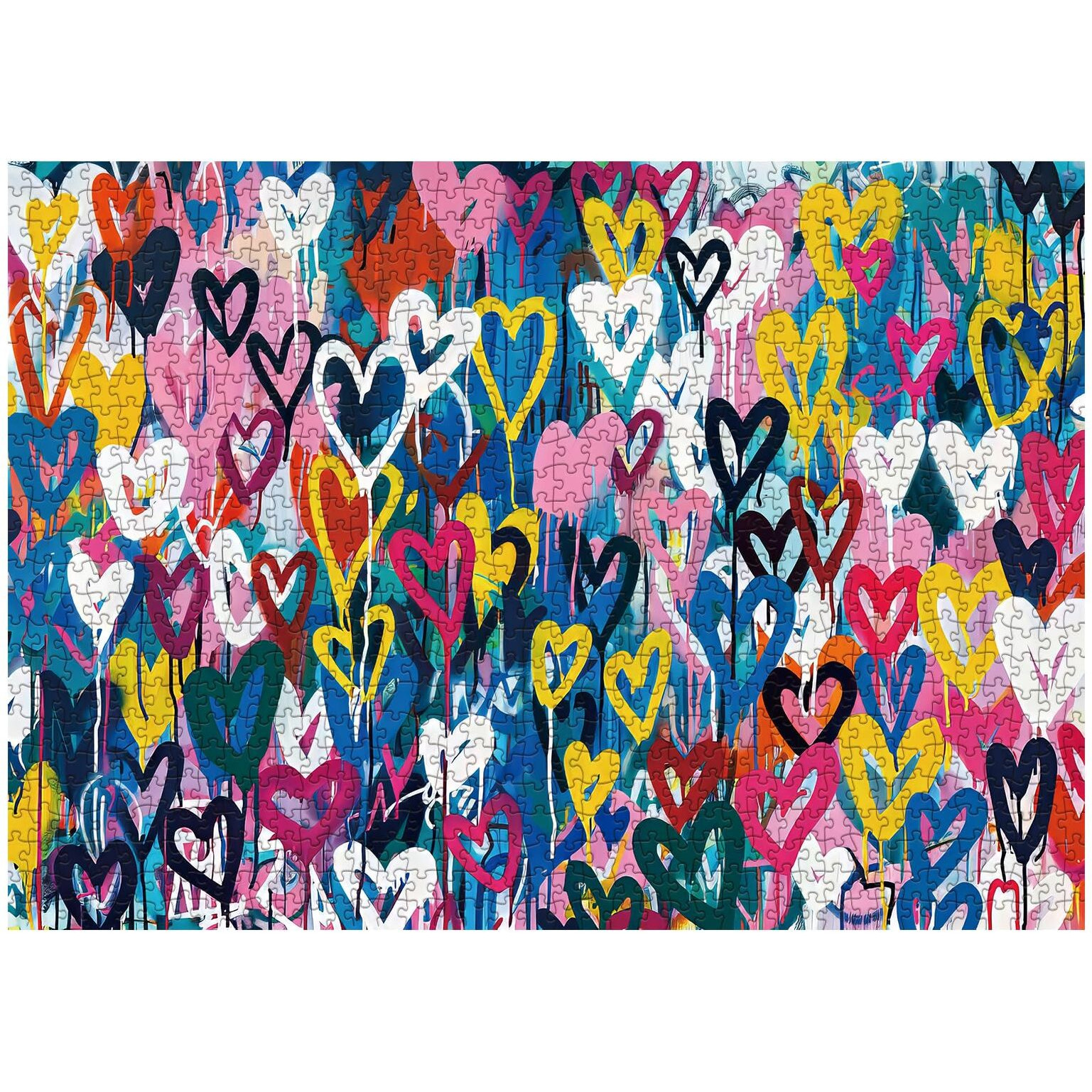 Colorful Heart Shape Puzzle 1000 Pieces For Adults  Love Valentines Jigsaw Puzzle  Rainbow Graffiti Art Puzzle As Heart Themed Present