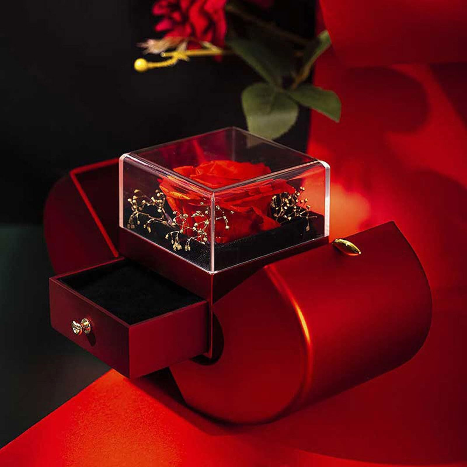 Preserved Handmade Red Rose With Hollow Clavicle Necklace  ''To My Love'' Jewelry Boxes With Necklace  Gifts For Girlfriend Wife Mom On Christmas/Valentines Day/Birthday/Anniversary/Mothers Day (Sliver)