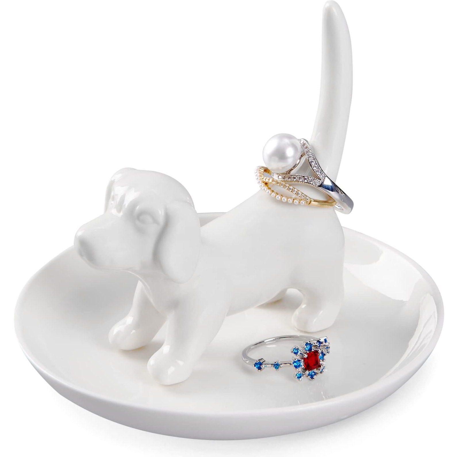 Spegiffu Dog Mom Gifts For Women - Dog Ring Holder Jewelry Dish Tray  Ring Stand For Ring Organizer  Funny Dog Themed Gifts For Dog Lovers  Dog Mom  Birthday Valentine's Xmas Gifts For Women