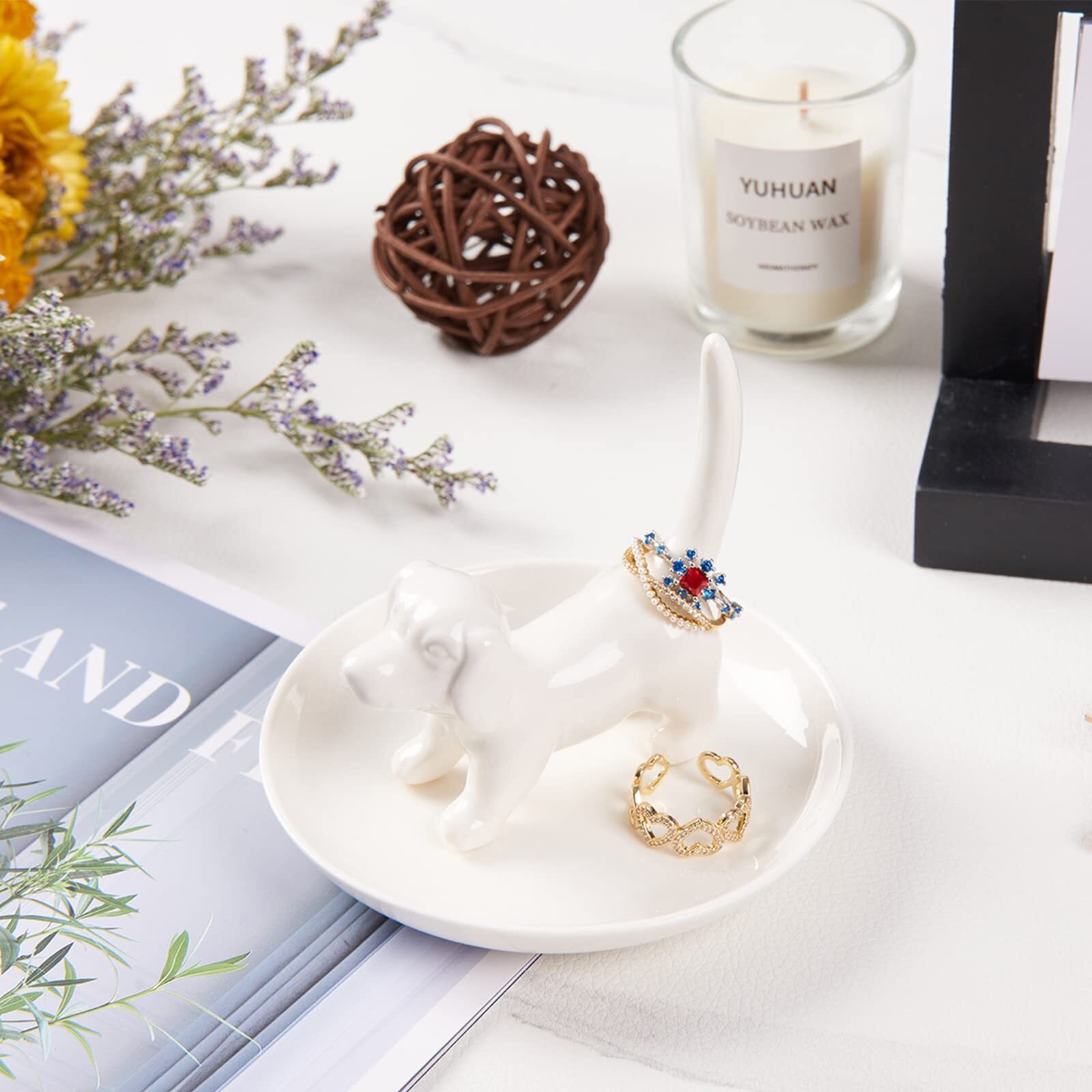 Spegiffu Dog Mom Gifts For Women - Dog Ring Holder Jewelry Dish Tray  Ring Stand For Ring Organizer  Funny Dog Themed Gifts For Dog Lovers  Dog Mom  Birthday Valentine's Xmas Gifts For Women
