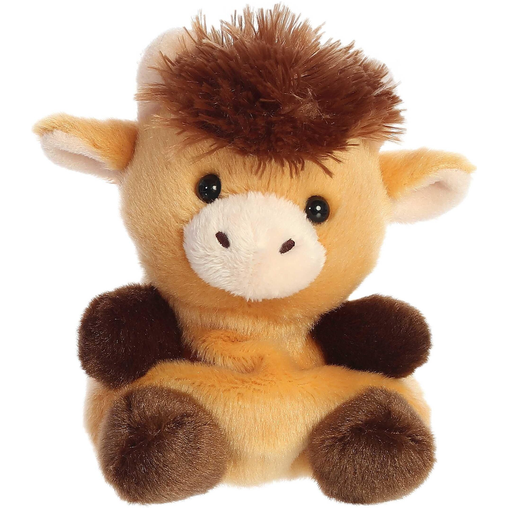 Aurora Adorable Palm Pals Hubert Highland Cow Stuffed Animal - Pocket-Sized Play - Collectable Fun - Brown 5 Inches