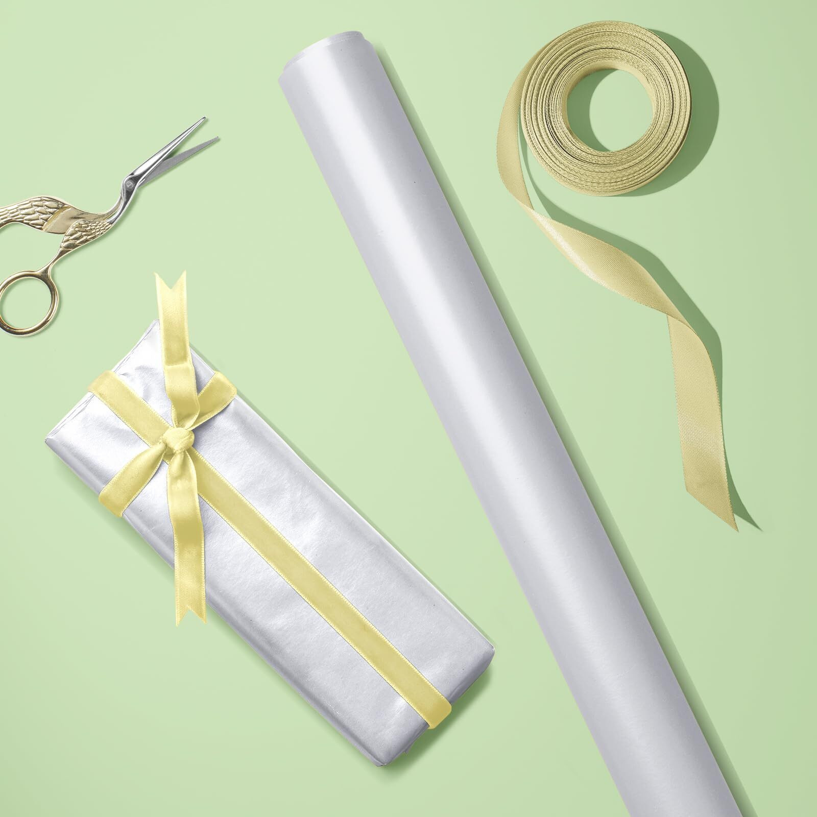 Wrapaholic White Matte Wedding Gift Wrapping Paper Solid Color Pearl Glossy Wrapping Paper - Perfect For Baby Shower Valentine's Day Birthday Diy Bouquet(17In X 32.8Ft Roll  46 Sq. Ft)