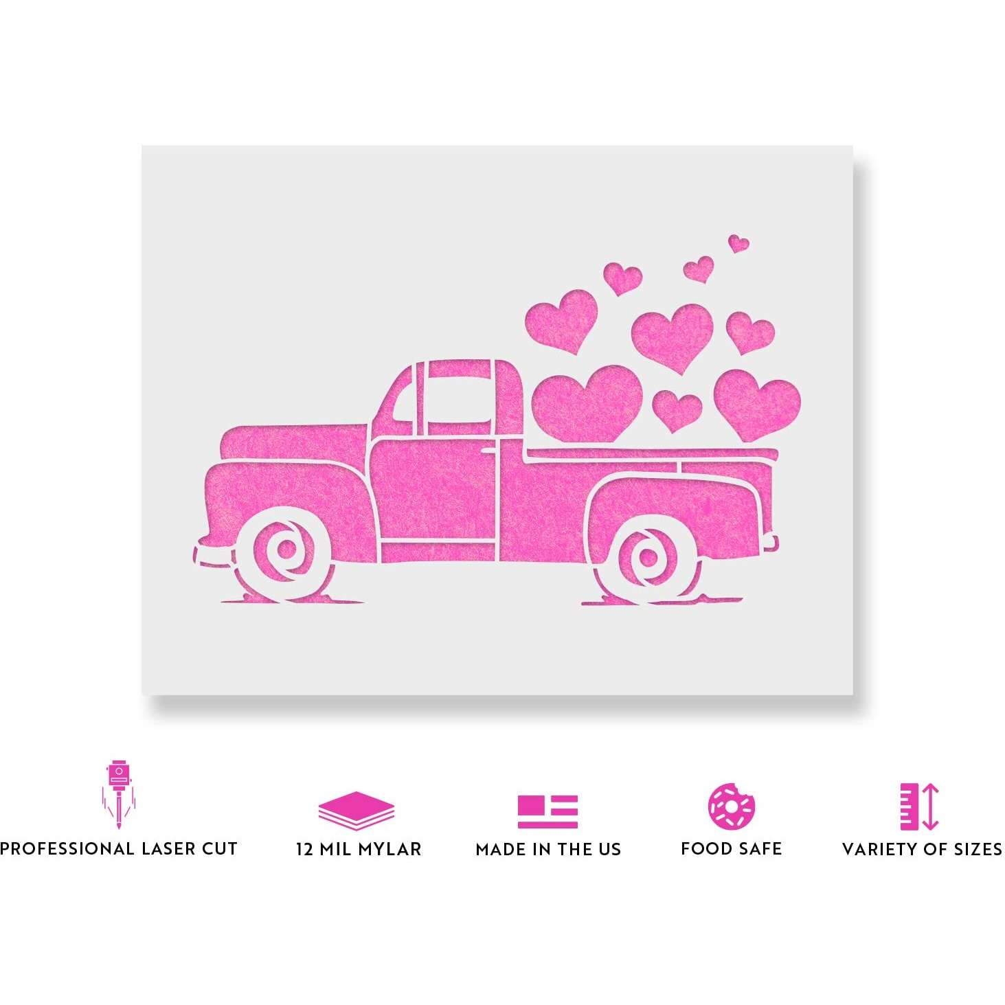 Valentines Truck Stencil - Valentines Craft  Happy Valentines Day Sign  Valentines Outdoor Decorations  Valentines Stencils For Painting On Wood  Valentines Day Table Decor
