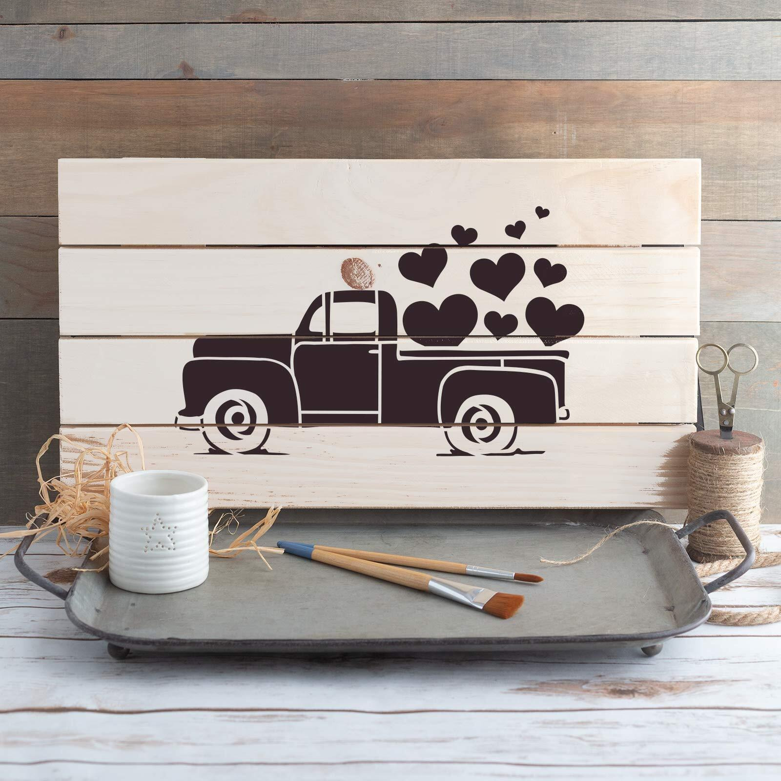 Valentines Truck Stencil - Valentines Craft  Happy Valentines Day Sign  Valentines Outdoor Decorations  Valentines Stencils For Painting On Wood  Valentines Day Table Decor