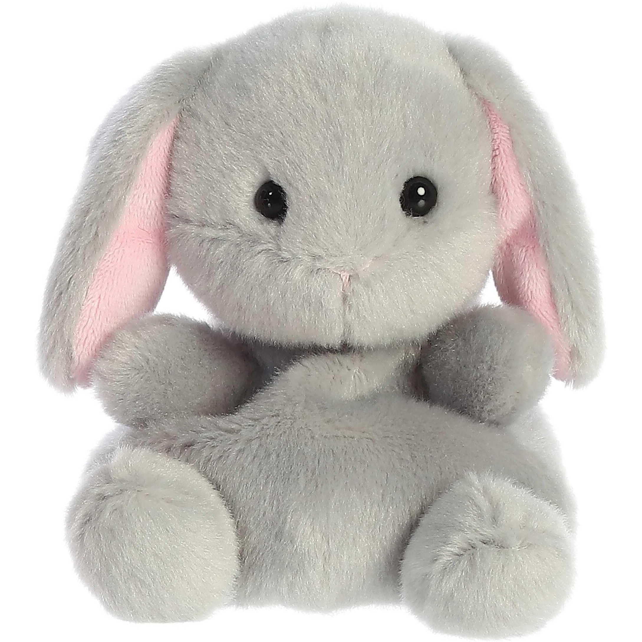 Aurora Adorable Palm Pals Pebbles Bunny Stuffed Animal - Pocket-Sized Play - Collectable Fun - Grey 5 Inches