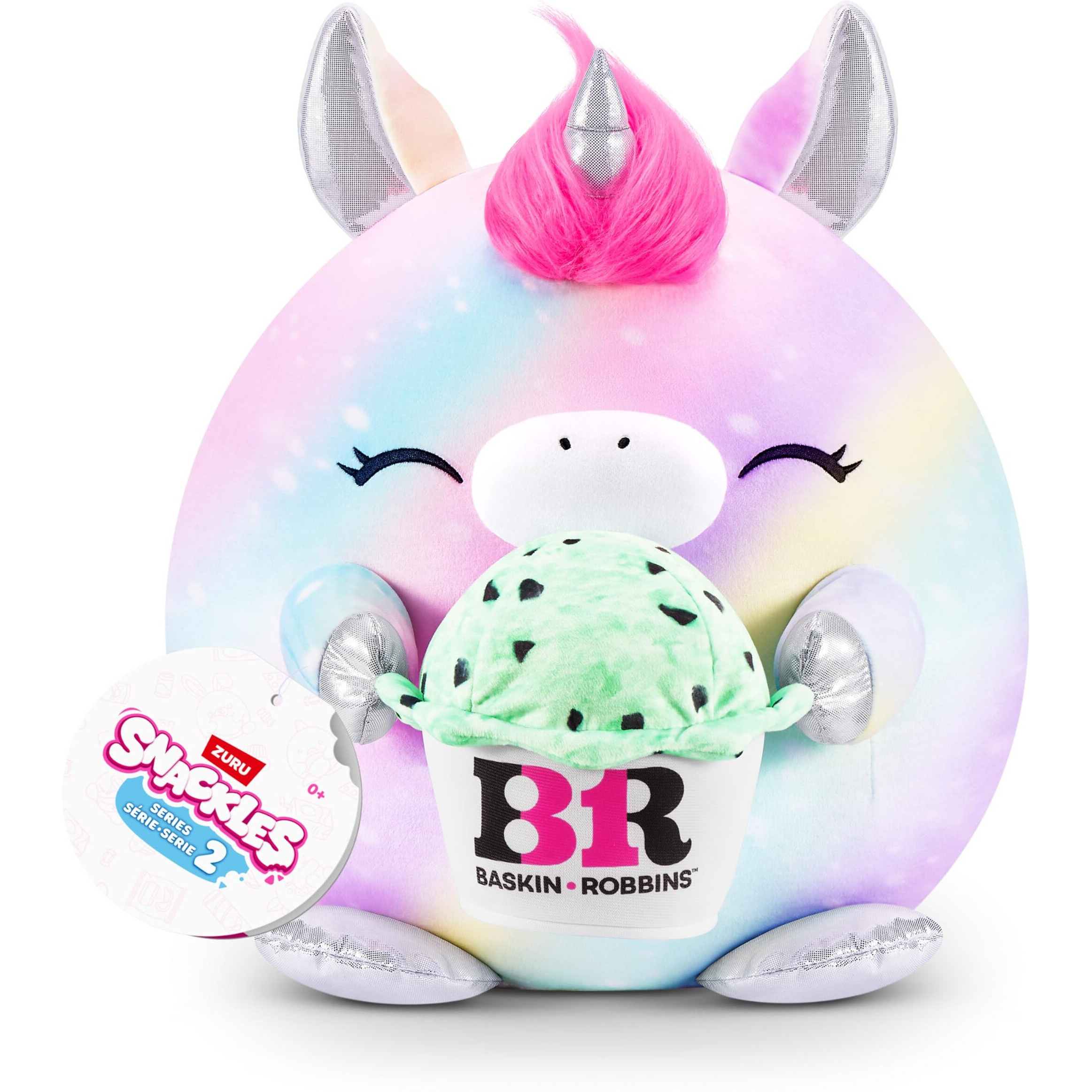 Snackles Series 2 8-Inch By Zuru Cuddly Squishy Comfort 8-Inch Plush With Licensed Snack Brand Accessory (Unicorn&Baskin-Robbins