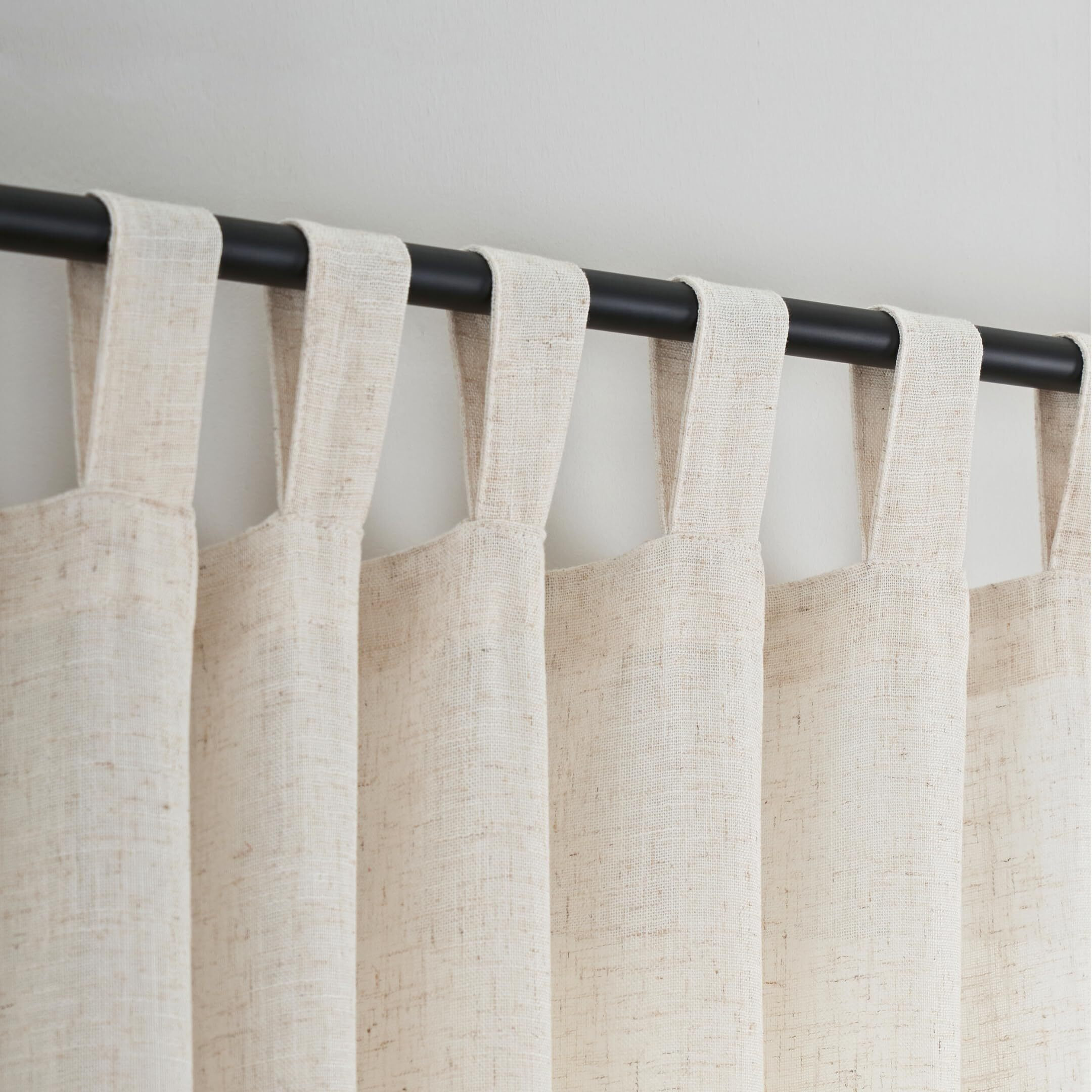 Voilybird Natural Linen Semi Sheer Curtains Tab Top Light Filtering Elegant Curtains & Drapes For Living Room 52 X 90 Inch Length  Set Of 2 Panels