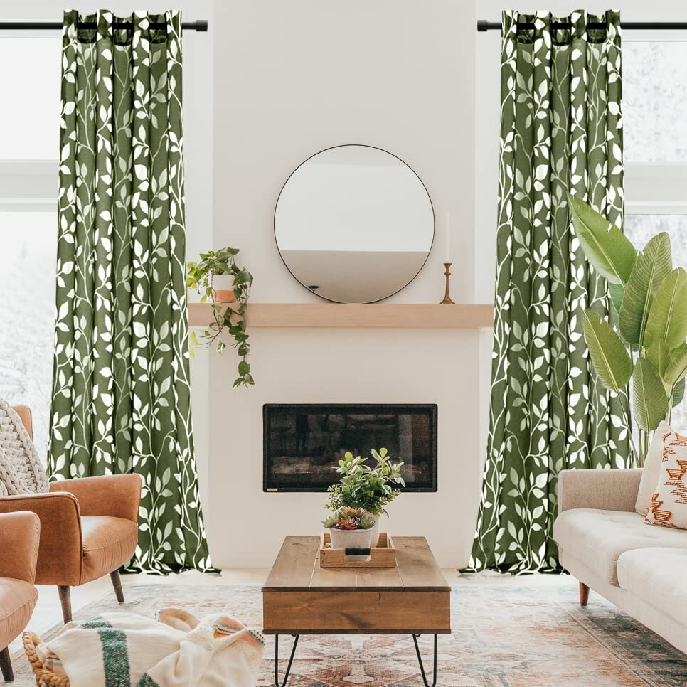 Xtmyi Olive Green Curtains 108 Inches Long For Living Room 2 Panels Sheer For Living Room Window Forest Green