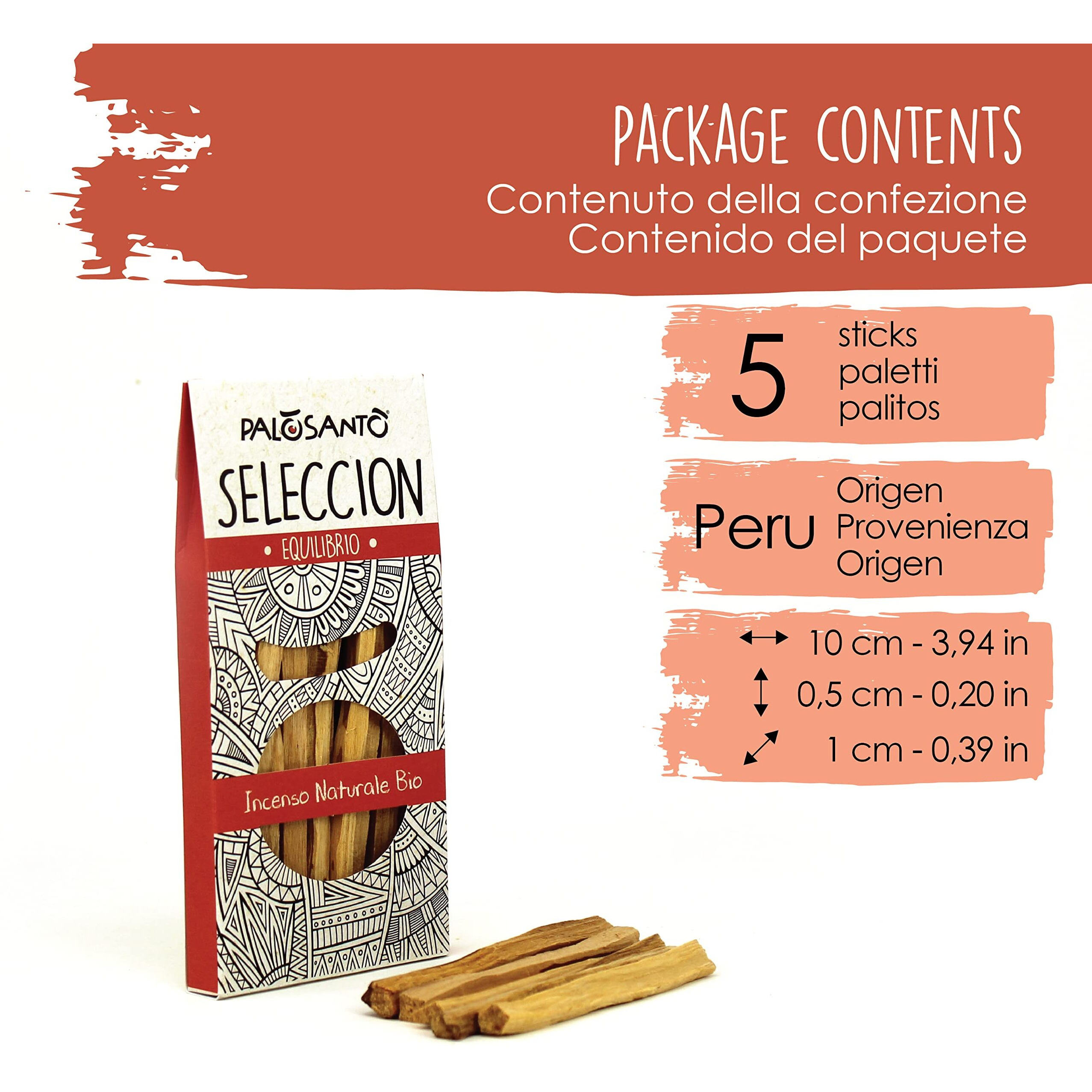 Palosanto - Palo Santo Incense Sticks Seleccion - 10Cm 3 94In - 5 Pack - Organic Thin Palo Santo Sticks - Easy To Light - Wild Harvested & Sustainably Sourced - Palo Santo Wood Bursera Graveolens