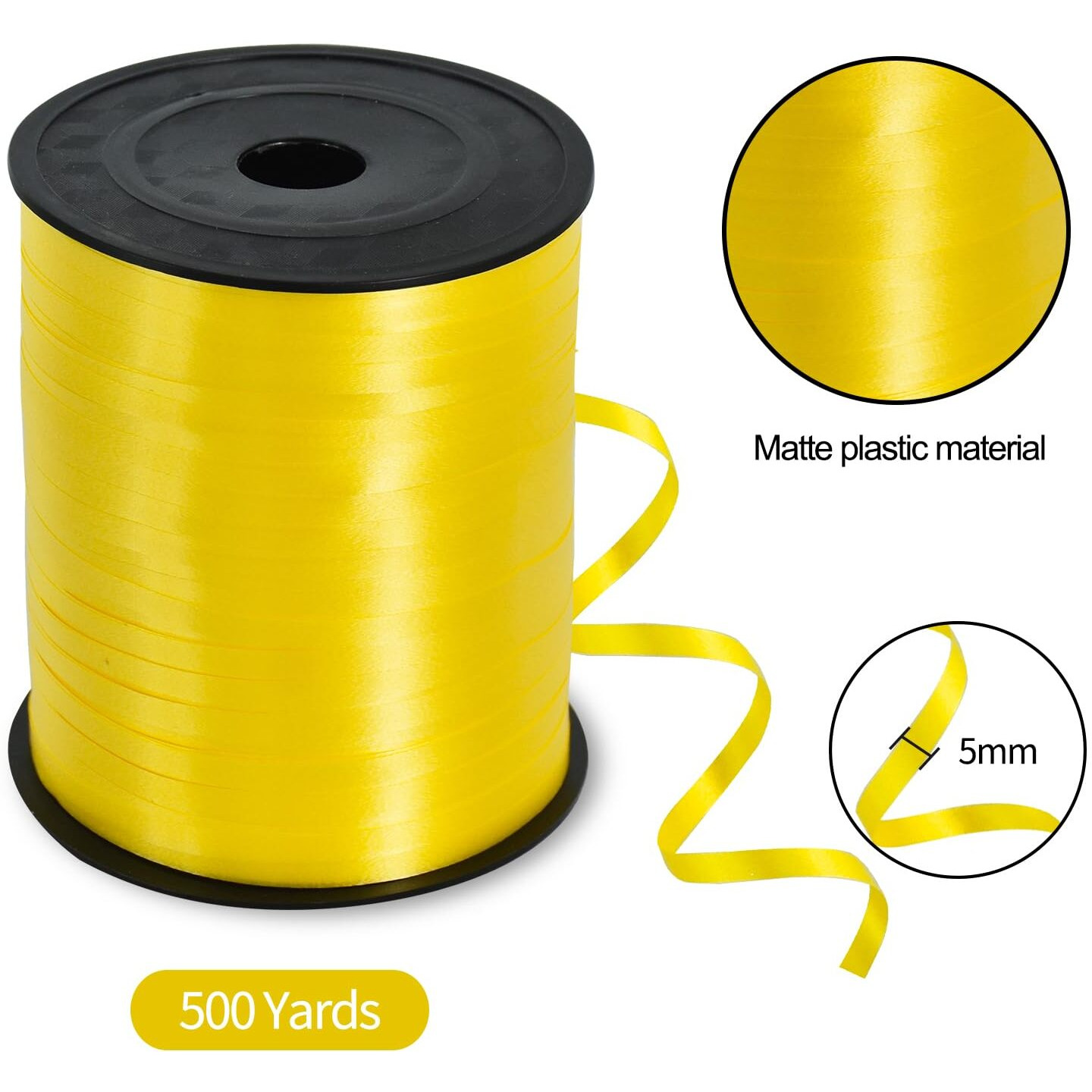Toniful 500 Yards Curling Ribbon-Balloon Ribbon-Balloon String For Art&Craft Decor Gift Wrapping Ribbons And Bows For Christmas New Year Birthday Gifts Graduation Supplies (Yellow)