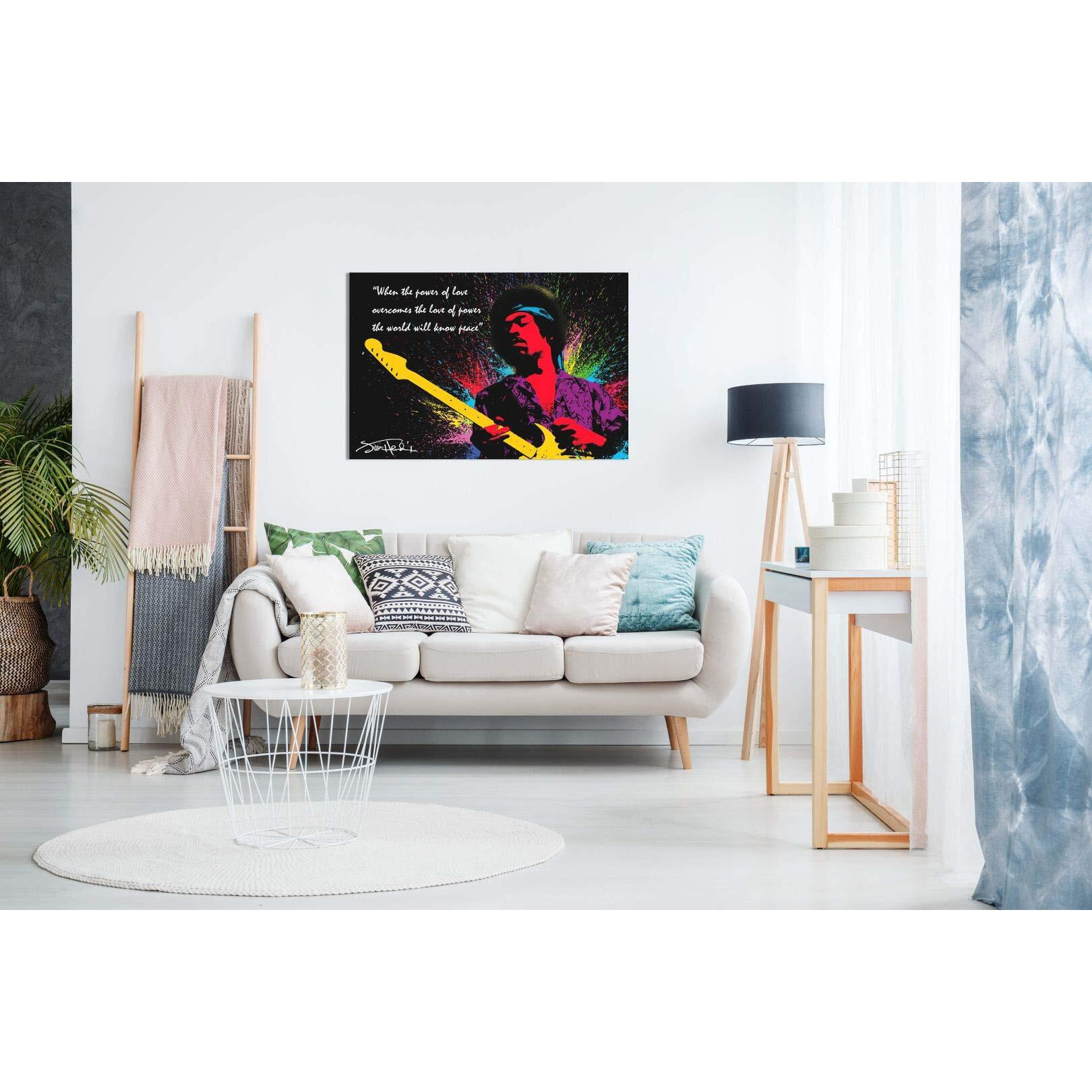 Jimi Hendrix Quote Colour Splash Canvas Wall Art Picture Print (30X20In)