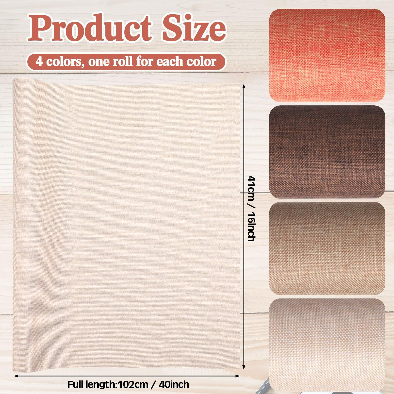 Smoothnovelty 4 Pcs Book Cloth Bookcover Fabric Surface With Paper Backed Book Binding Cloth Fabric Book Cover For Scrapbooking Album Diy Craft Supplies Home  4 Colors(Earth Color 40 X 16 Inches)