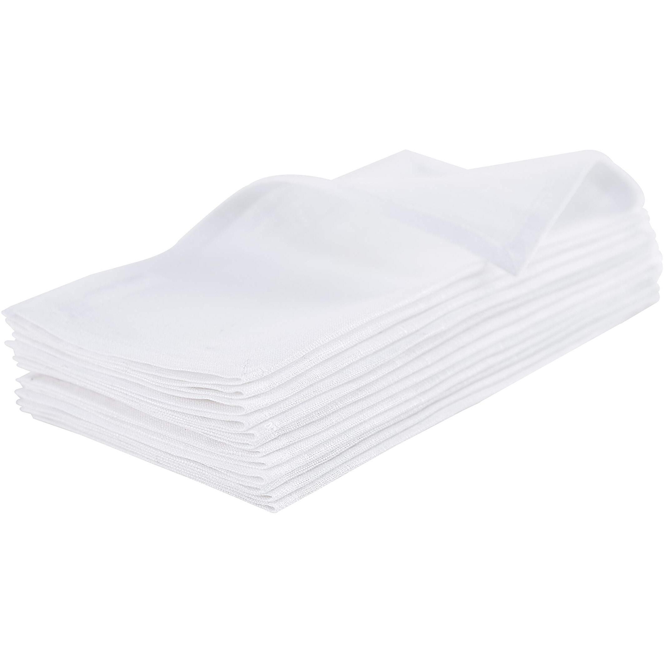 Solino Home 9"" White Linen Cocktail Napkins Set Of 12 - 100% Pure Linen - Fete