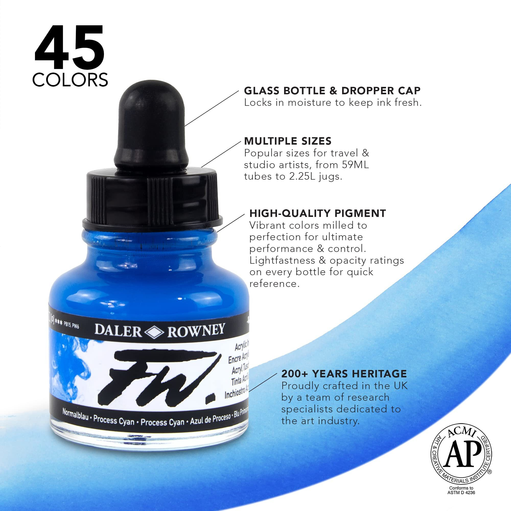 Daler-Rowney Fw Acrylic Ink Bottle Burnt Umber - Versatile Acrylic Drawing Ink For Artists And Students - Permanent Calligraphy Ink - Archival Ink For Illustrating And More