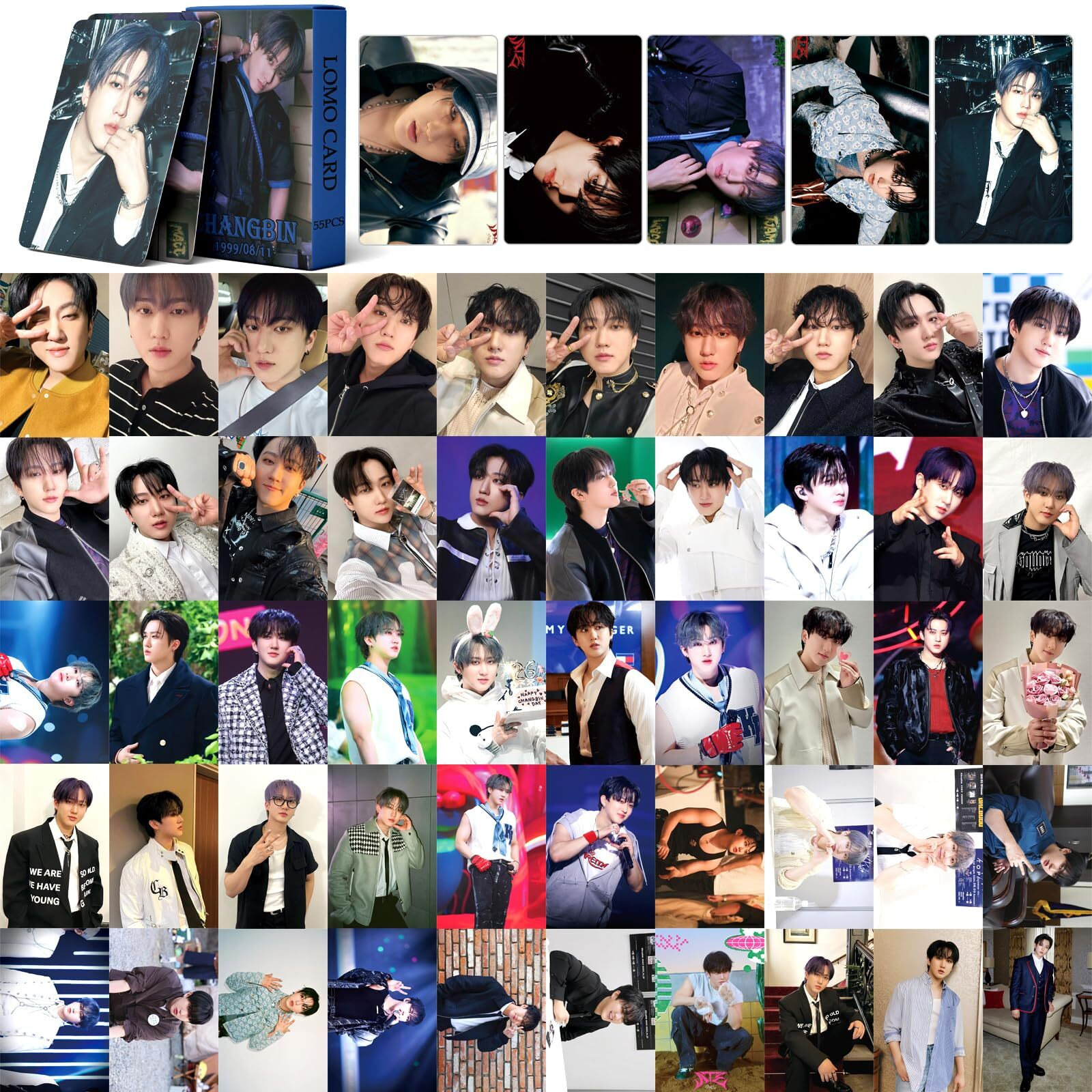 Stray Kids Photocards Kpop Stray Kids Ate Album Photocards 55Pcs Stray Kids Lomo Cards Ate Photo Cards Stray Kids Merch Felix Photocards Hyunjin Photocards (Changbin)