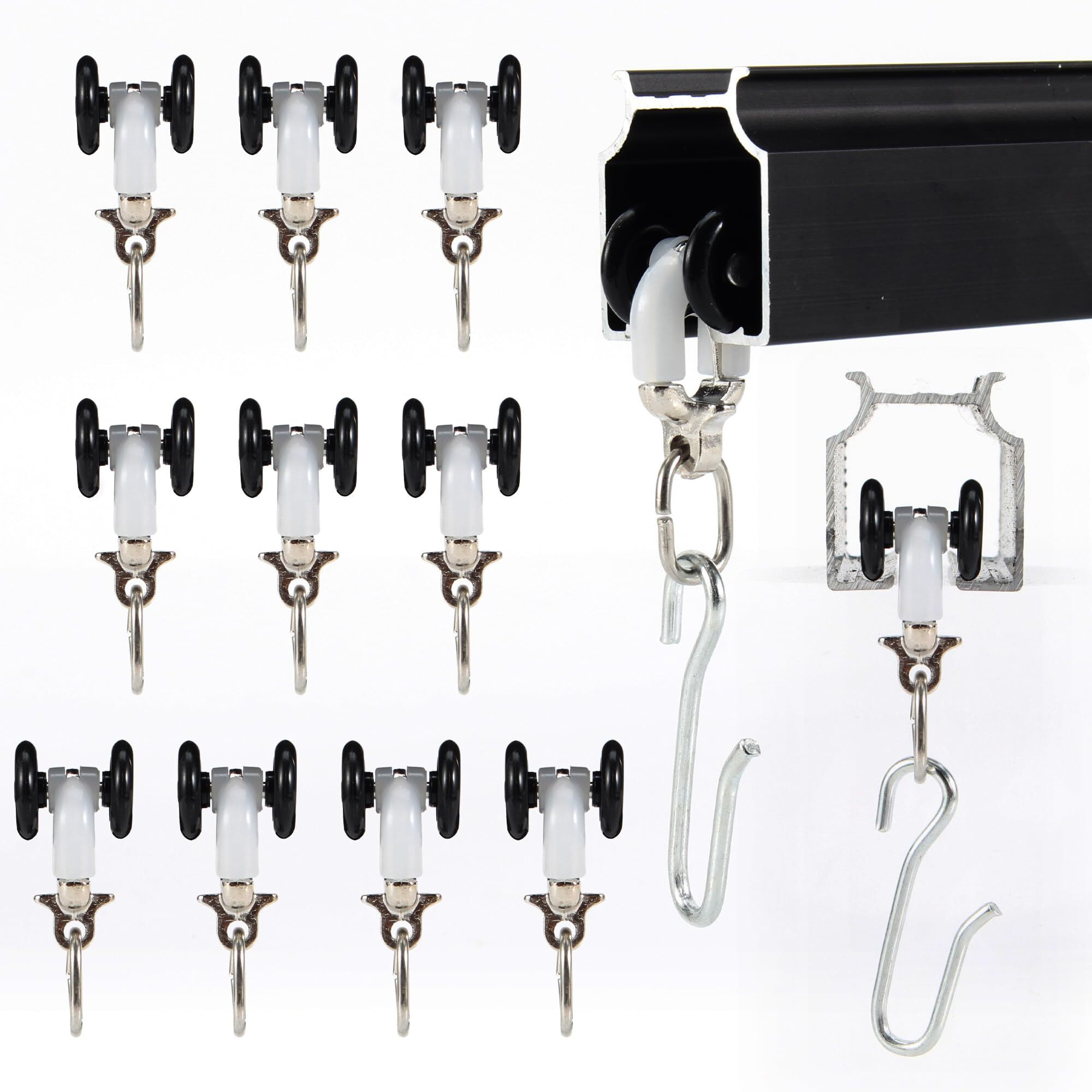 Jos & Haz Mf016B-Curtain Track Accessories (Angleturn) (Black  10 Pack Runners)