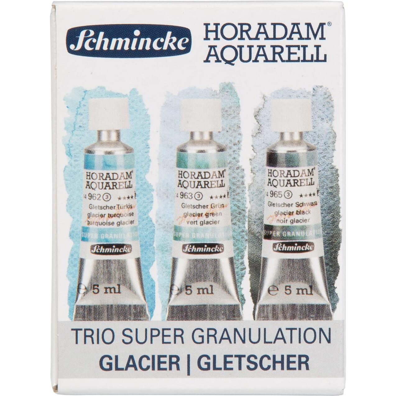 Schmincke Horadam Aquarell  Super Granulation Trio Glacier  5 Ml Tubes  74 616 097  Cardboard Set  Very Strong Granulating Colors  Finest  Super Granulating Watercolors