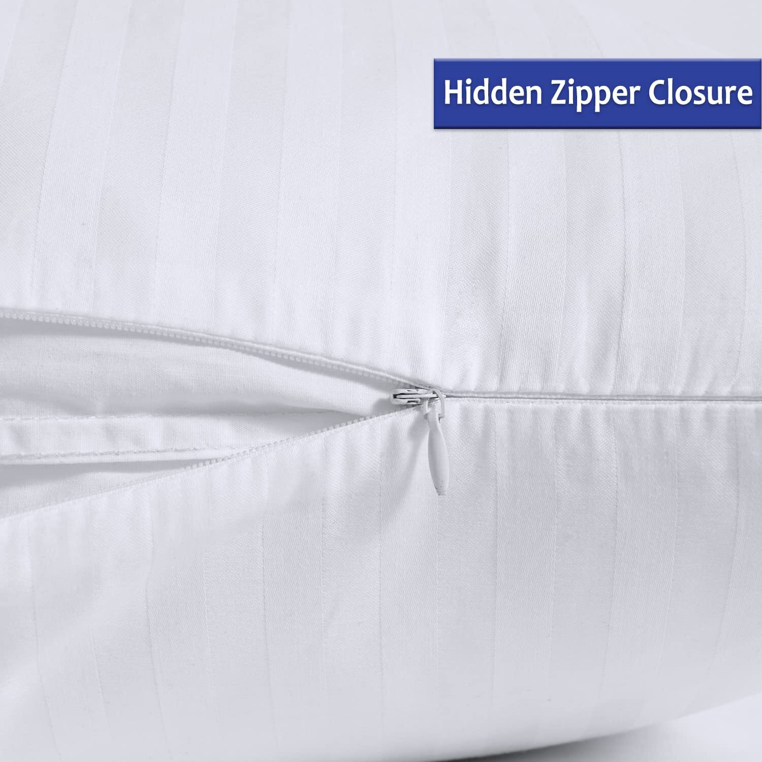 100% Cotton King Pillow Protectors With Zipper  White Pillow Cases King Size Set Of 2 For Home & Hotel  Sateen Soft Cooling Hidden Zippered Pillow Case Protector For Hair & Skin  20X36 In
