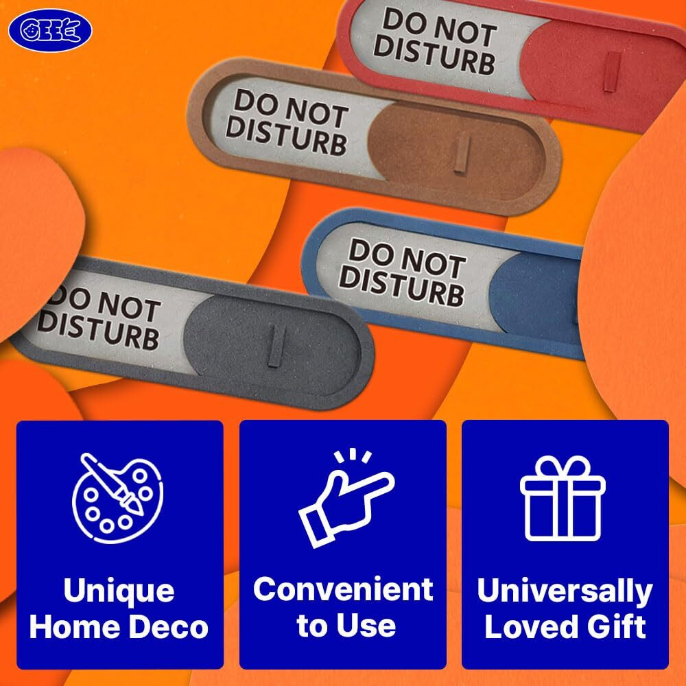 Geekbear Do Not Disturb Welcome Please Knock Slider Sign (Brown) - Privacy Slide Door Indicator With Clear Bold Text - Privacy Sign For Home  Restroom  Office  Conference Room  Private Studio