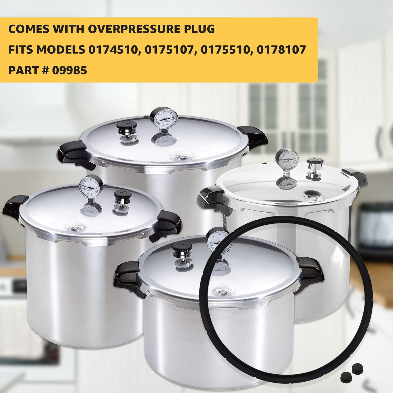 09985 Pressure Canner Sealing Ring Replacement For Presto Pressure Canner - Fits Presto Pressure Cooker Models 0174510  0175510  0175107  0178107 (Pack Of 2)