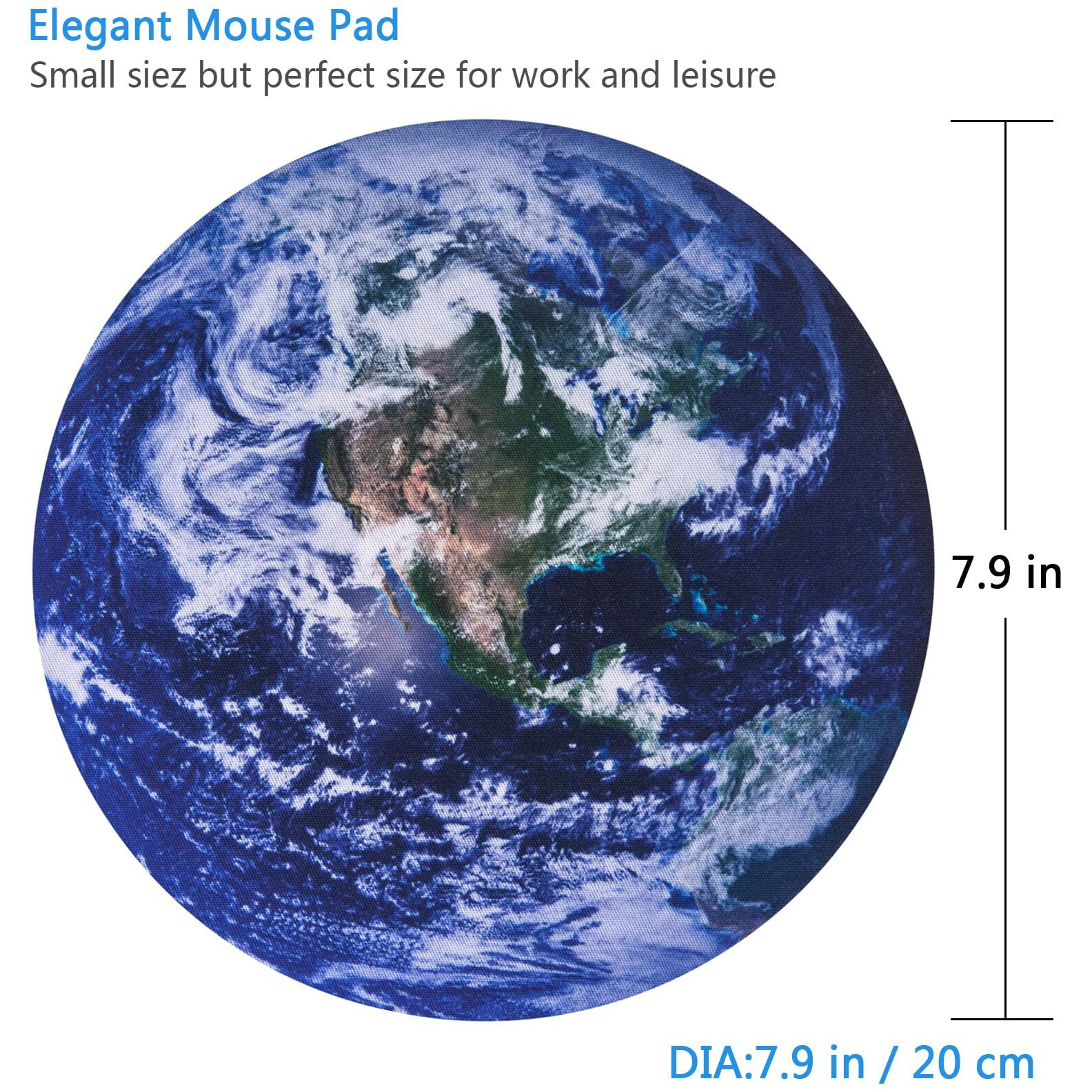 3 Pack Fun Planetary Mouse Pads Earth Moon Mars Cute Mousemat For Home Office Work Desk Computer Laptop Travel Small Mousepad 7.9"" Soft Smooth Fabric Rubber Base Non-Slip