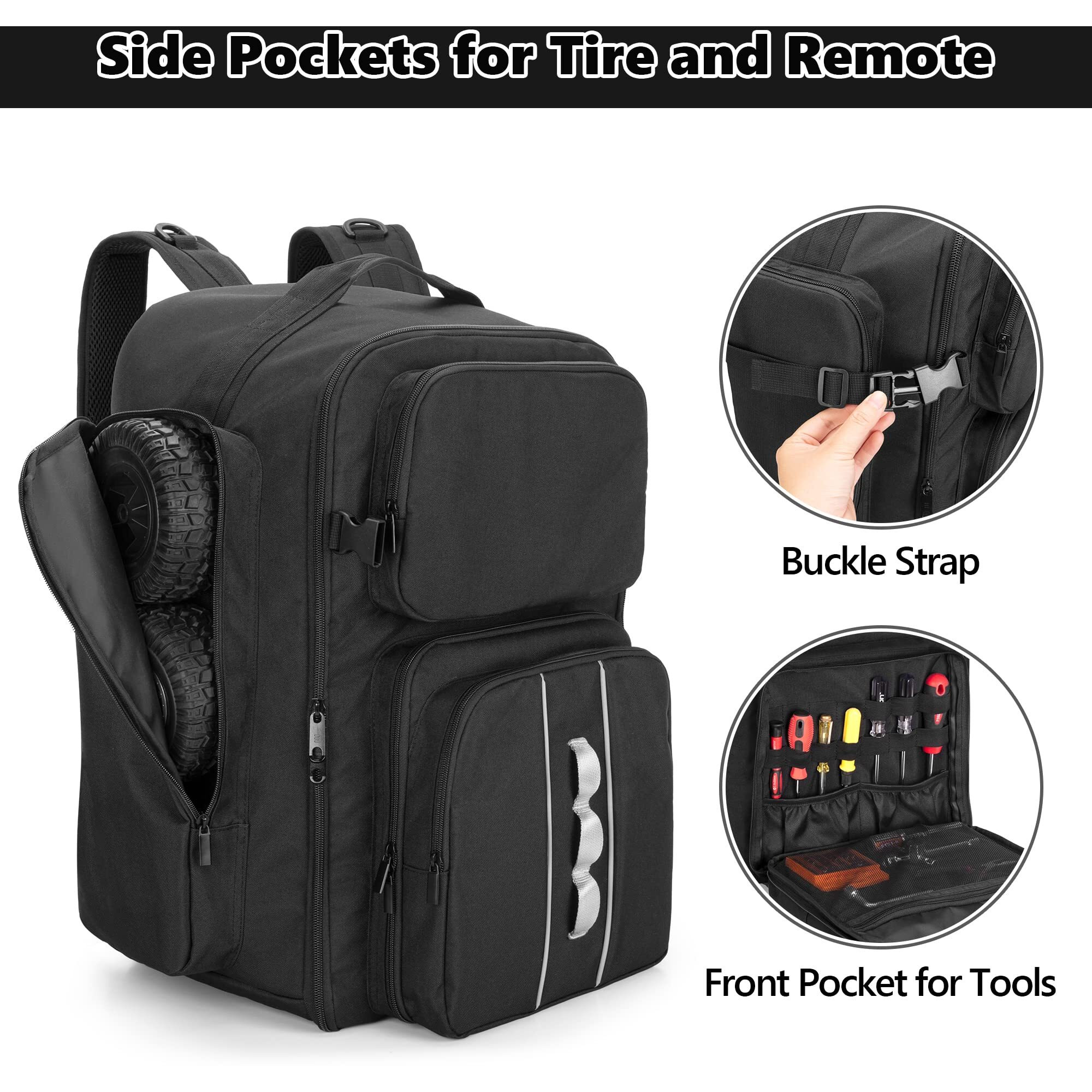 Goburos Rc Backpack For 1/10 Car  Rc Storage Bag With Multi Pockets For Tools And Other Accessories  Easy Carrying With Adjustable Shoulder Strap (Patent Design)