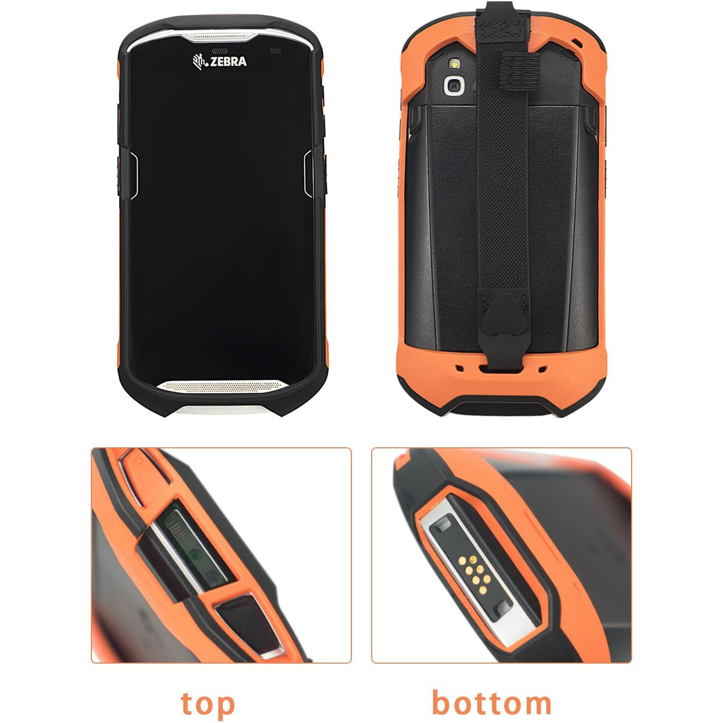 Protective Cover Case Rugged Boot With Hand Strap For Zebra Tc51 Tc52 Tc56 Tc57 Tc510K Case For Handheld Barcode Touch Mobile Computer Scanner Accessories (Orange)