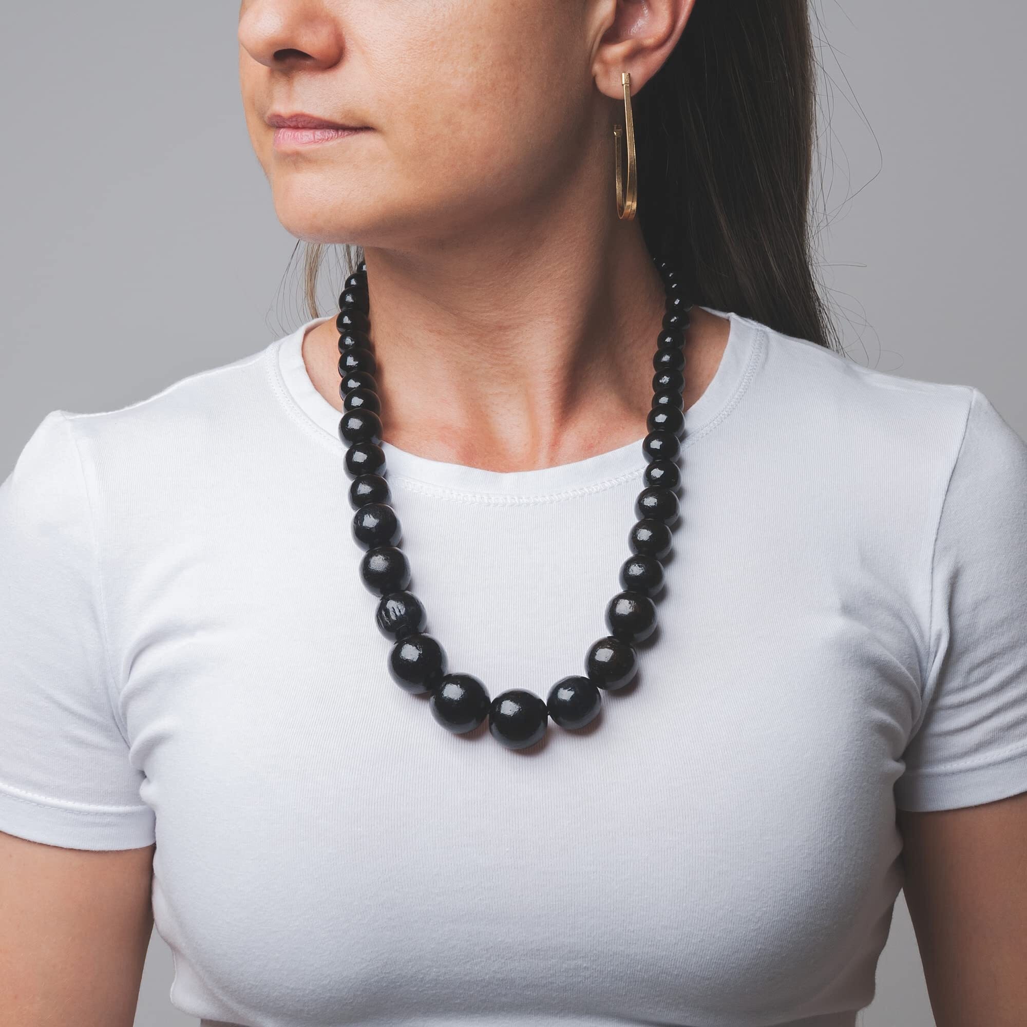 Nanalou Wooden Beads Necklace (Black)