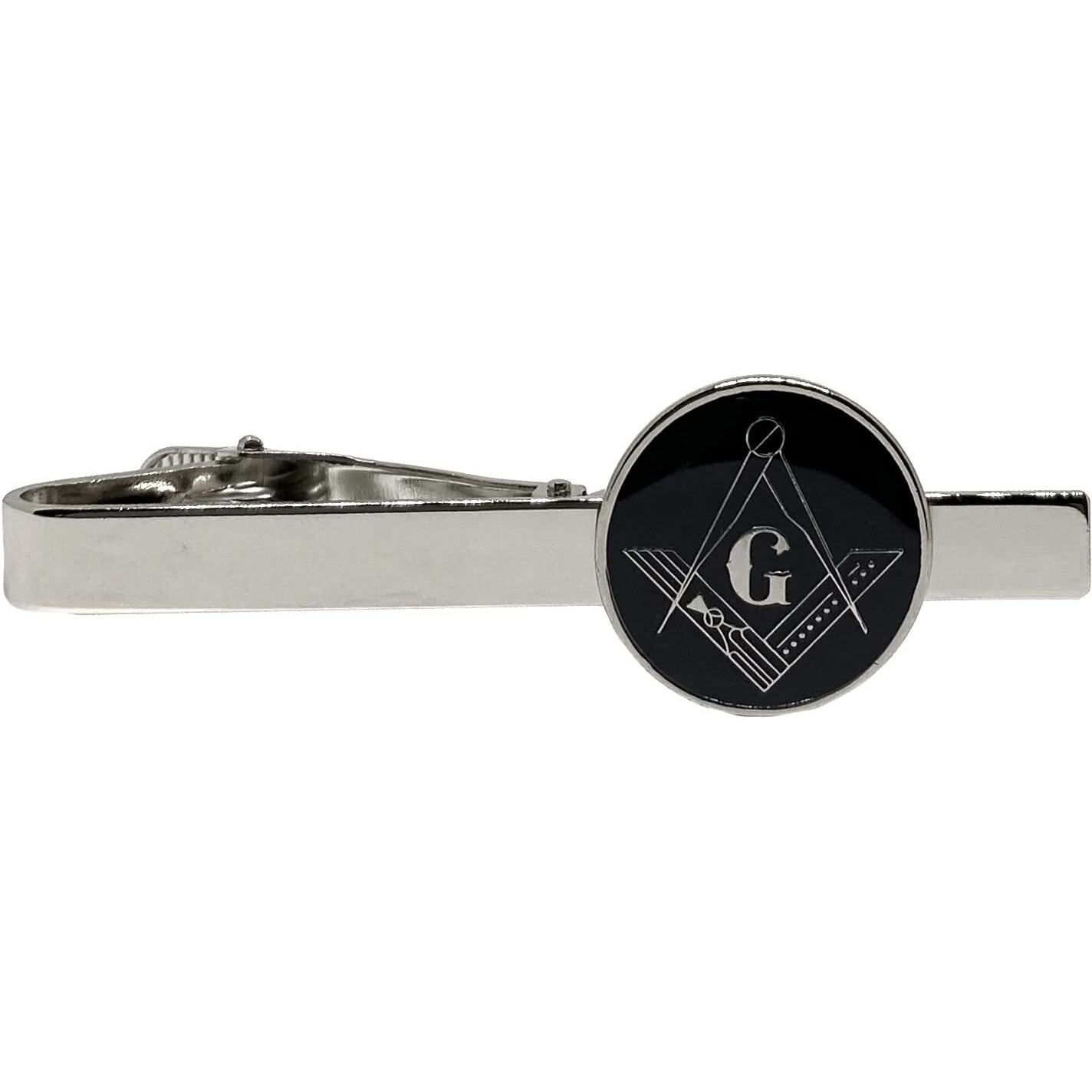 Masonic Freemason Square Compass Tie Clip Tiebar Set