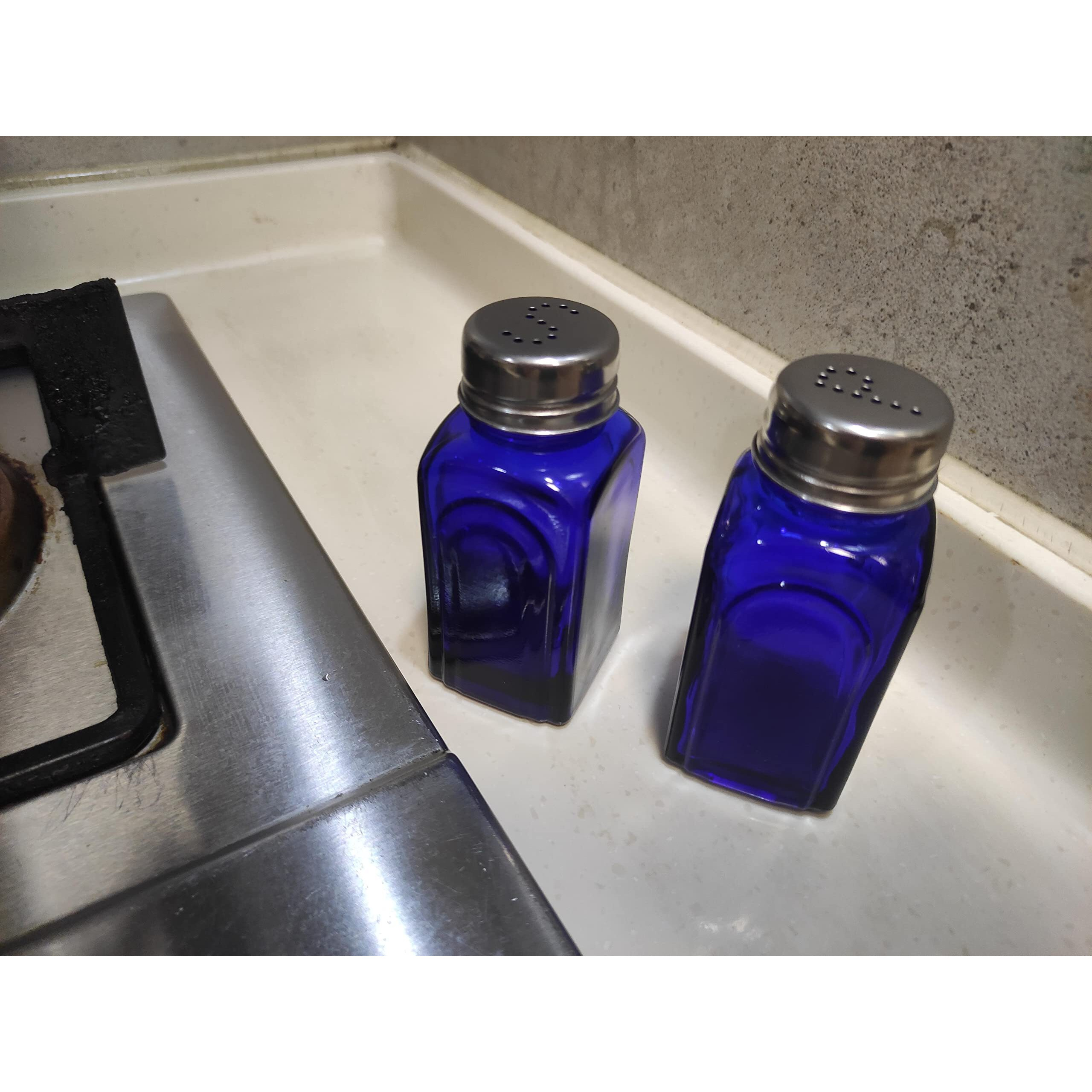 Sunwish Homewares Ritadeshop Retro Glass Salt And Pepper Shakers Set (2  Cobalt Blue)