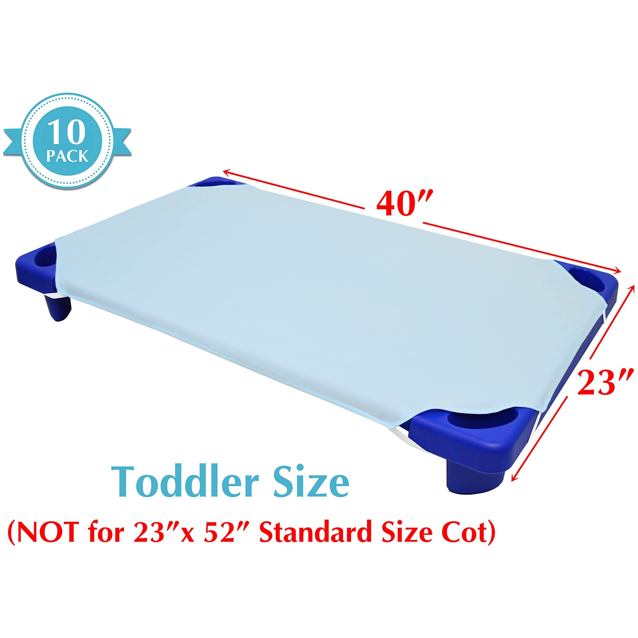 American Baby Company 10-Piece 100% Natural Cotton Percale Toddler Daycare/Pre-School Cot Sheet  Blue  23"" X 40""  Soft Breathable  For Boys And Girls