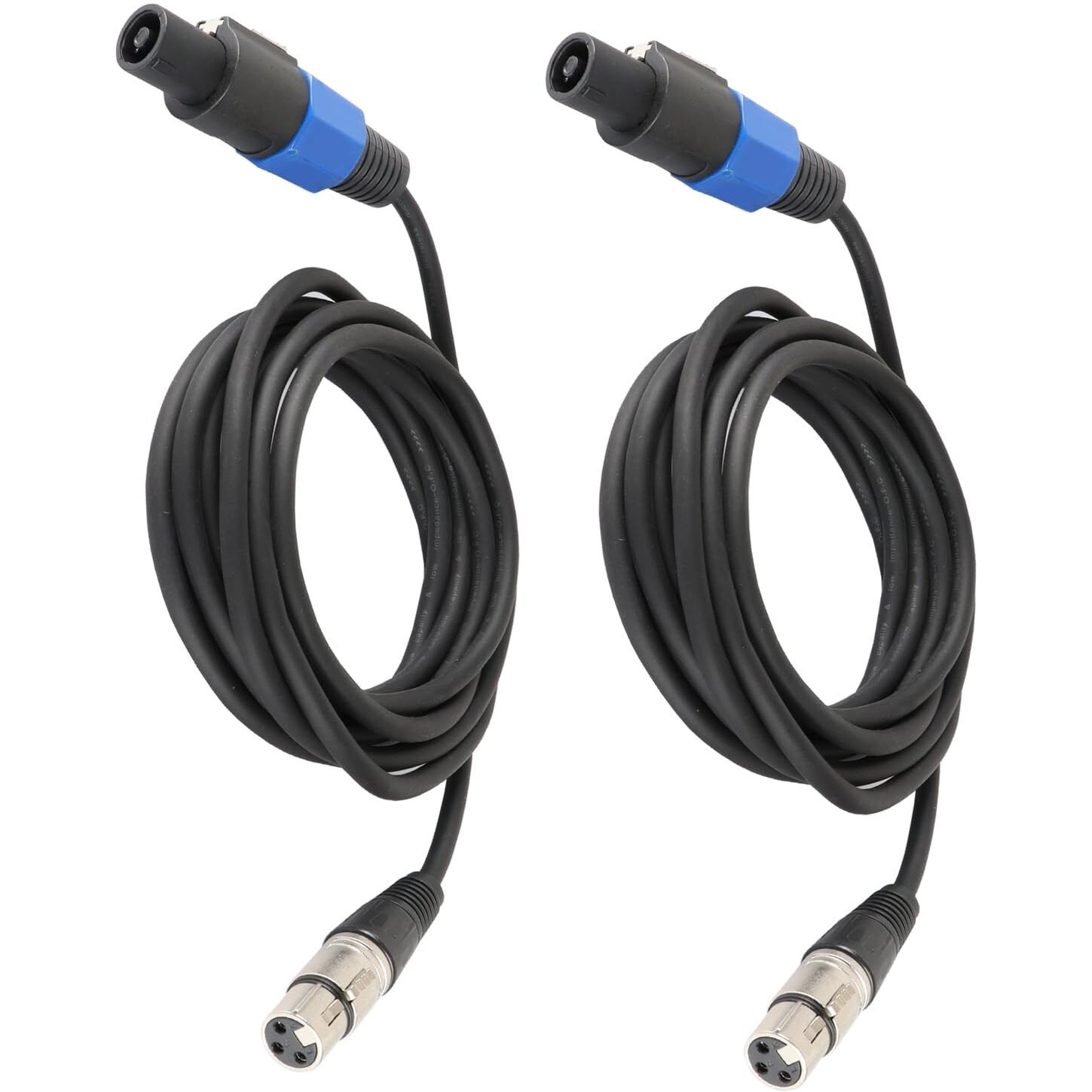 Hbu 15 Feet Pack Of 2 Speakon To Xlr Cable - 2Pcs Speak-On Male To 3 Pole Xlr Female Extension Wire - 15Ft. Dj Pa Stage Audio Jack Microphone 3 Pin Connection Wiring With Twist Lock