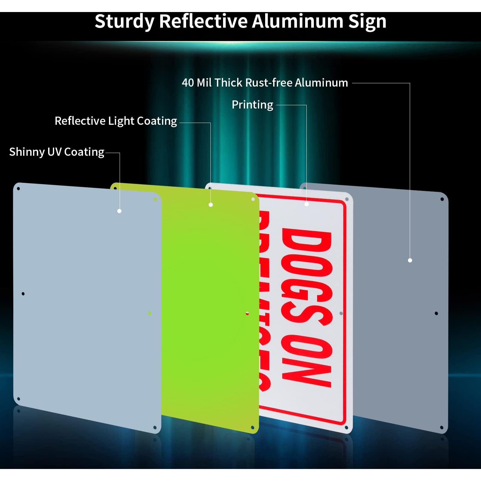 2-Pack Dogs On Premises Sign  10"&quotX 7"" .04"" Aluminum Reflective Sign Rust Free Aluminum-Uv Protected And Weatherproof